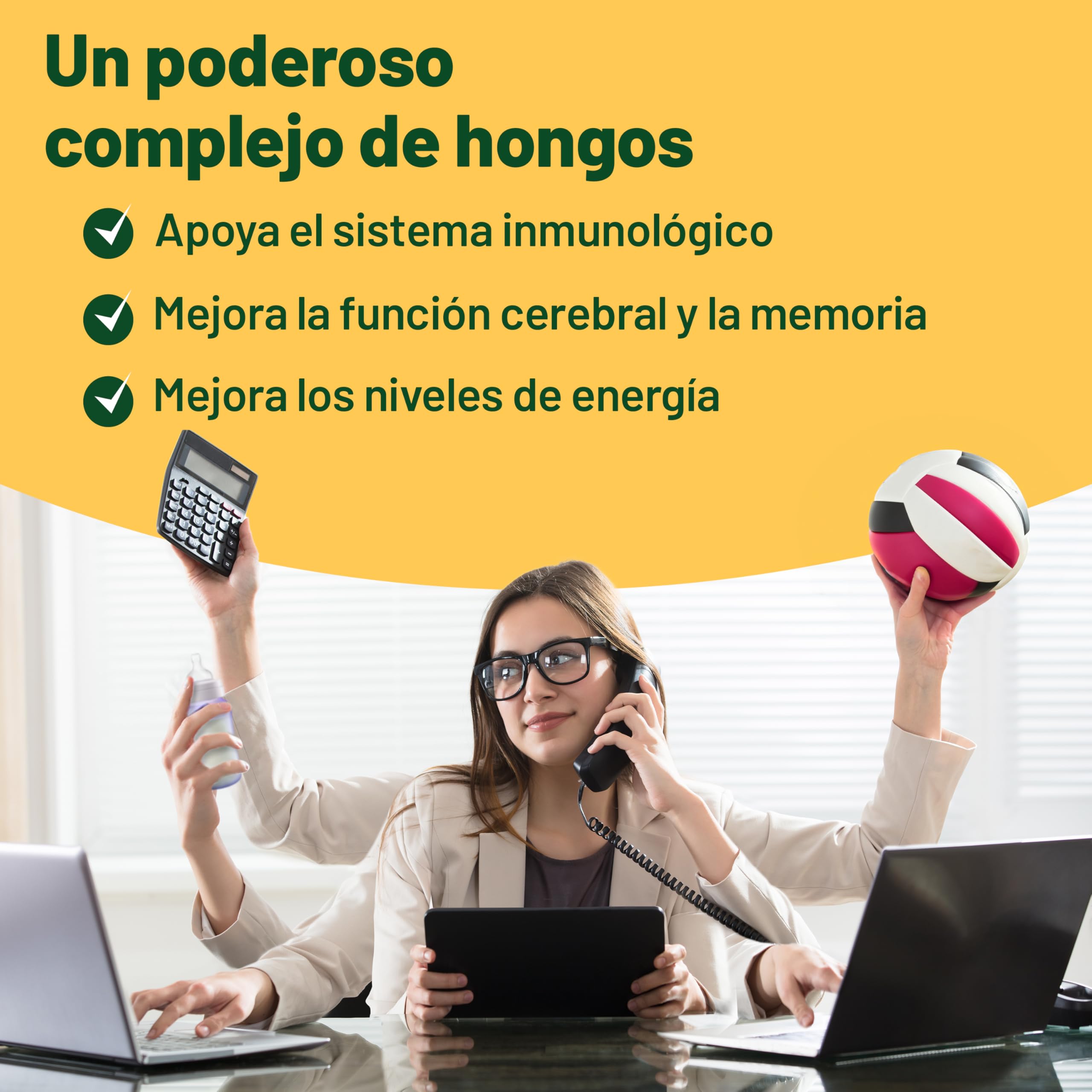 Suplemento de 6 Hongos – Reishi, Melena de León, Cordyceps, Chaga, Shitake y Maitake. 120 Cápsulas. 500mg Por Cápsula.