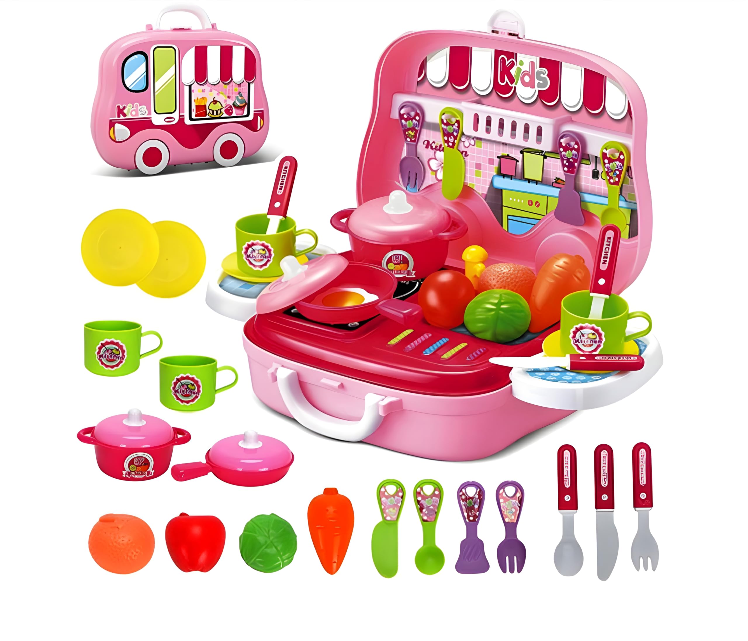 CASWAA Modern Kitchen Food Cooking Accessories Cook Suitcase Collection Toy with Kitchen Tool kit & Little Chef Master Set for Baby Girl Gift playset & Playing Purpose (B0DGTLP64M) Amazon Price History, Amazon Price Tracker