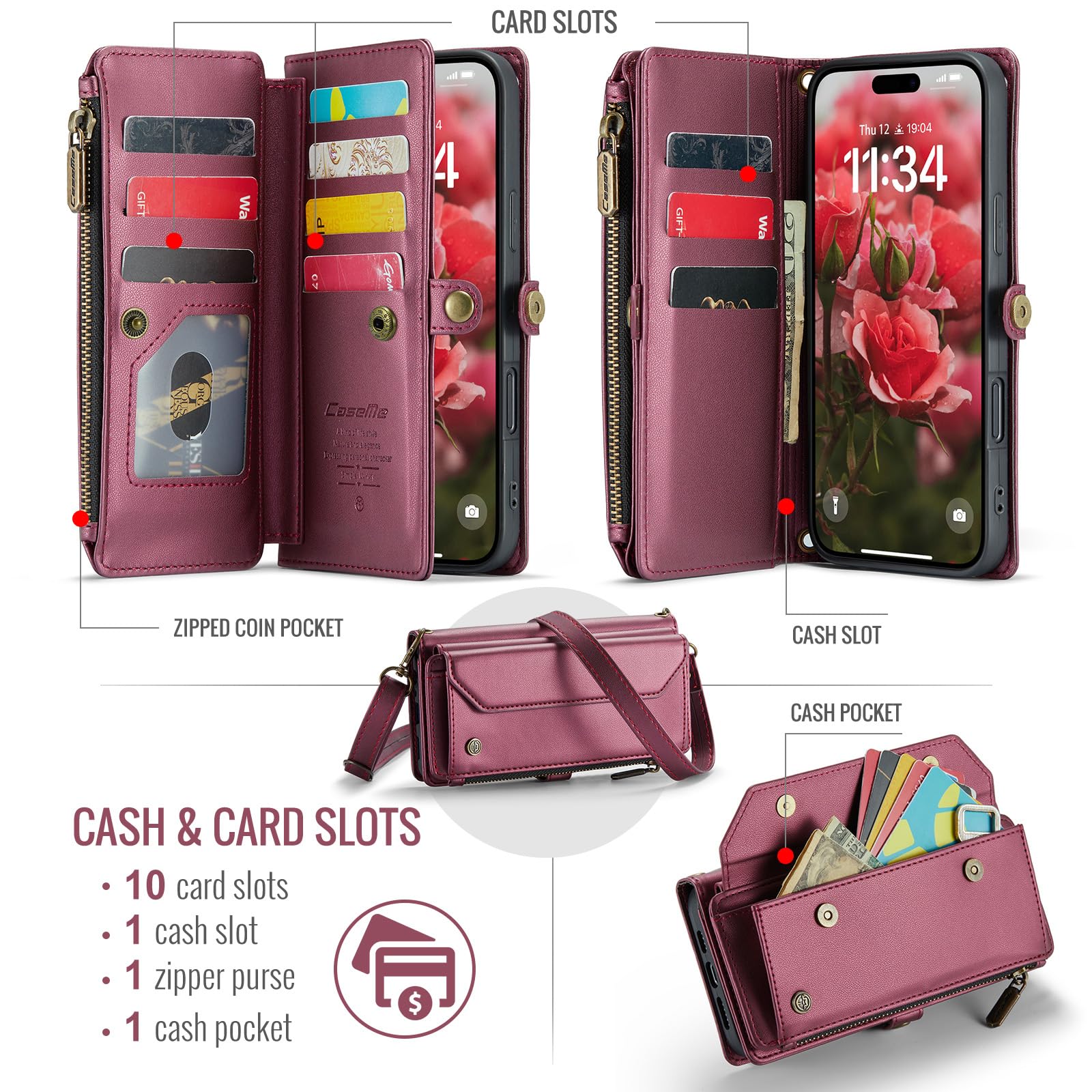 CaseMe IPhone 16 Pro Max Magnetic Wallet Case With RFID Protection Black - View #9