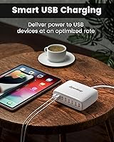 Vista 3 de USB Charger Station, SUPERDANNY 8-Port Desktop Charging Station for Multiple Devices, Compatible with iPhone 11/X/Xs/Max/XR/SE/8/Plus, iPad White