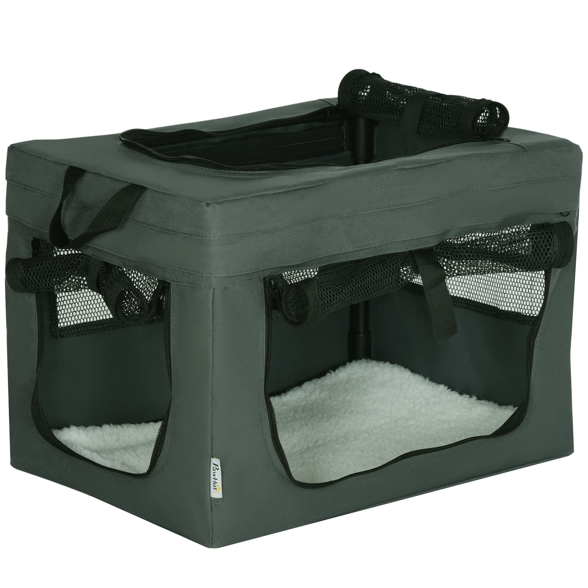 PawHut 48.5cm Pet Carrier, Cat Carrier Cat Bag, Pet Travel Bag w/ Cushion, Carry Bag, for Miniature Dogs - Grey