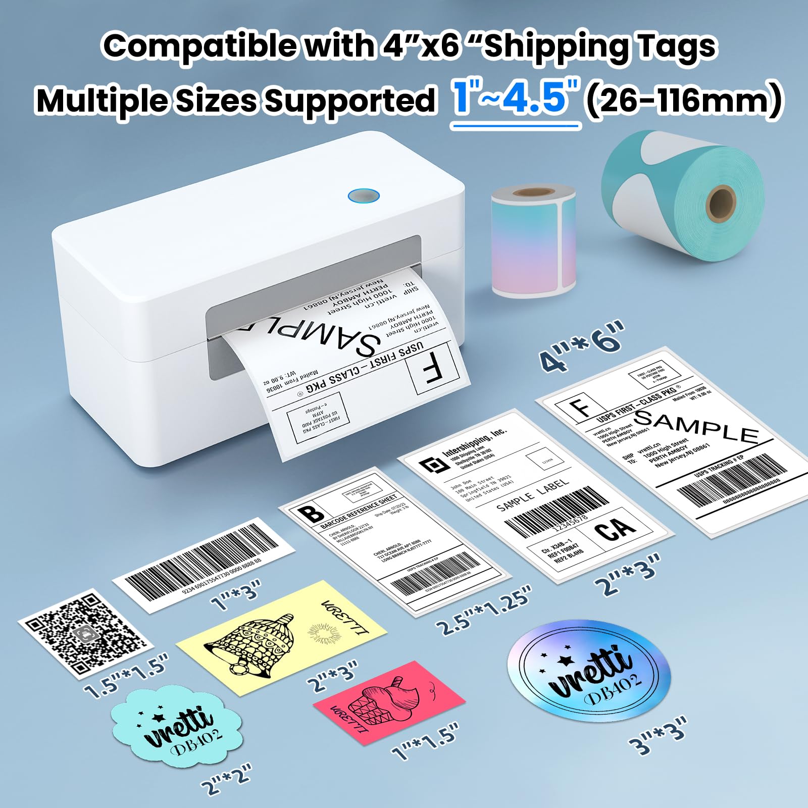 Snapklik.com : Vretti USB Shipping Label Printer - 4x6 Thermal Label ...