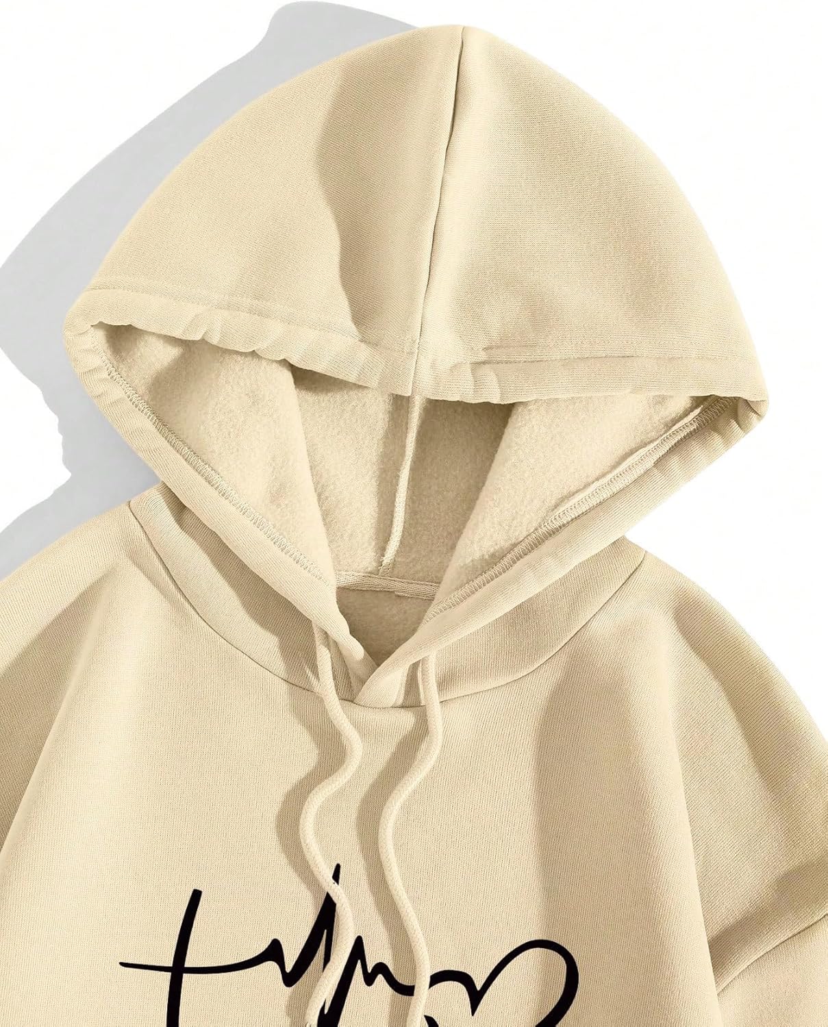 Women's Graphic Sweatshirts Long Sleeve Drawstring Hoodies Drop Shoulder Hooded Pullover Sweatshirt - Image 5