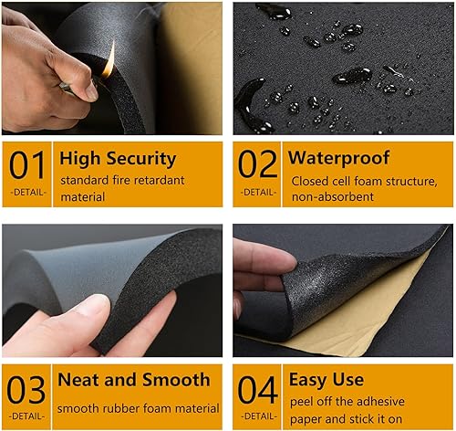 Miniatura 3 de TA-VIGOR Alfombrilla de amortiguación de sonido para automóvil, 40 x 24 pulgadas, impermeable, aislamiento térmico