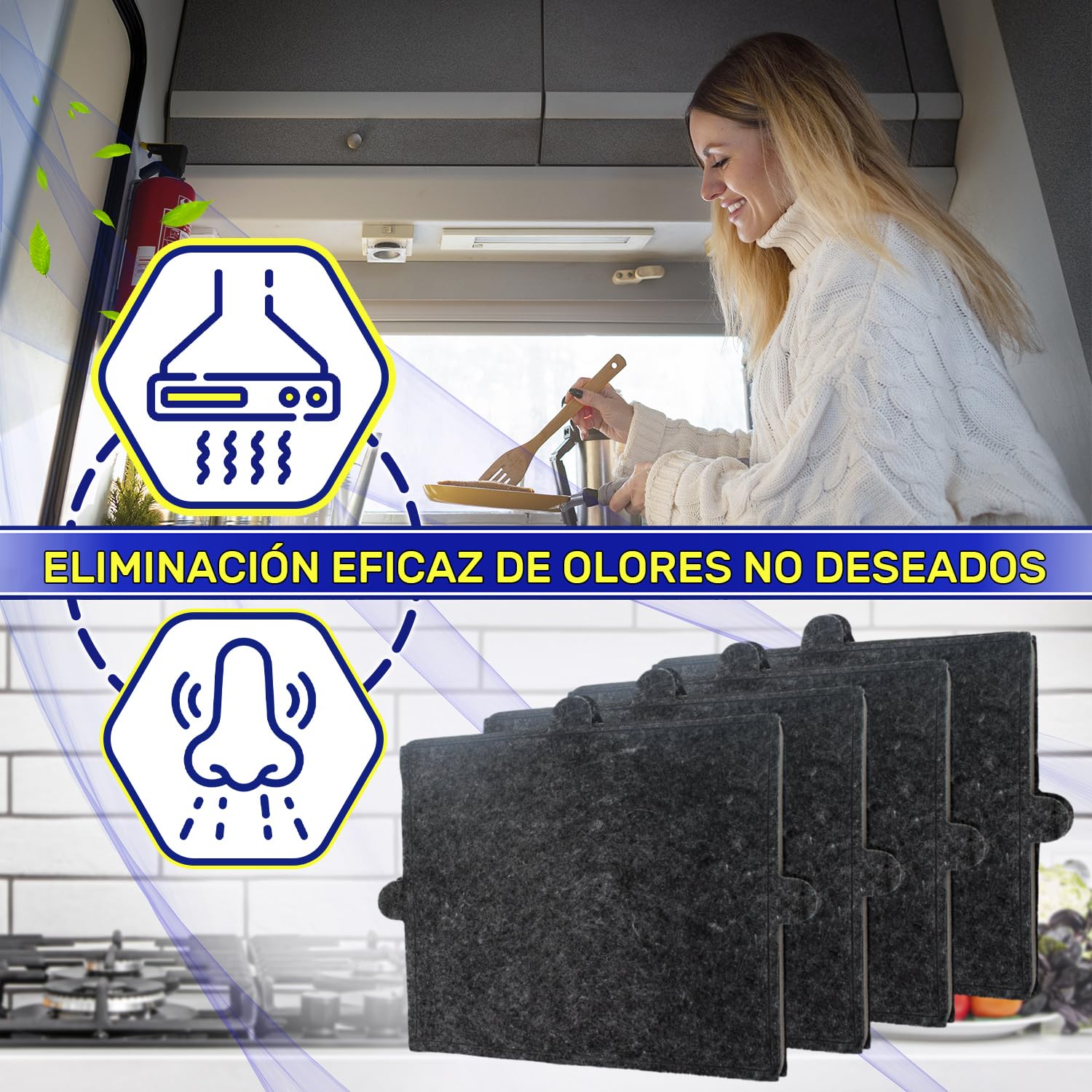 4 Piezas Filtro Carbon Activo para Campana Extractora modelos DKF12-1 DKF121 288x242x20 mm con Código Original 06228731 para Miele - MONTERAL