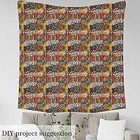 Vista 55 de Mexican African Pattern Fabric by The Yard,Tribal Ethnic Abstract Art Outdoor Decor,Aztec Style Modern Style,Exotic Room Decor Fabric,2 Yards,72" L