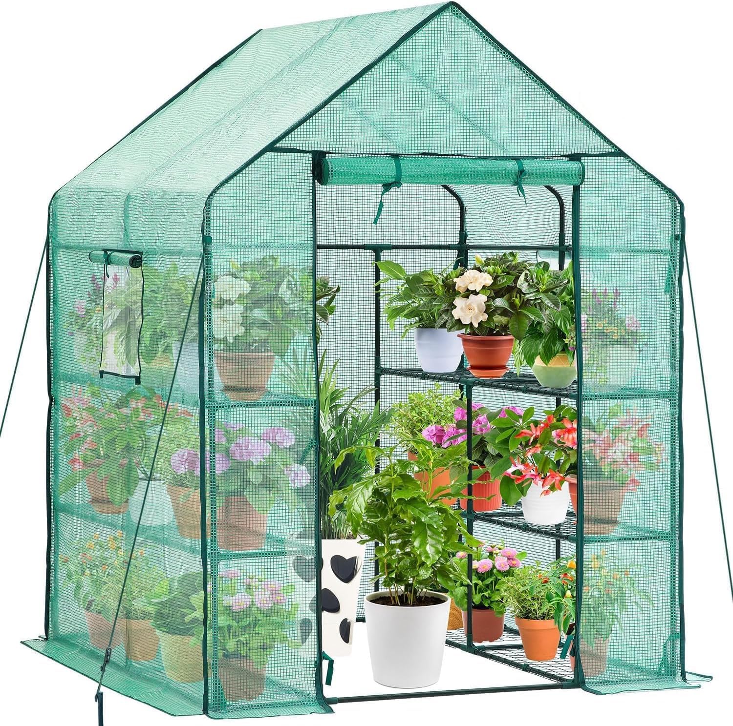 Greenhouse or Grow Tunnel House - PE Reinforced Greenhouse - Replacement Covers Spare - Strong PE Material - Outdoor Gardening - Potted Plants, Herbs, Flowers (Walk In Greenhouse 143x143x195cm)