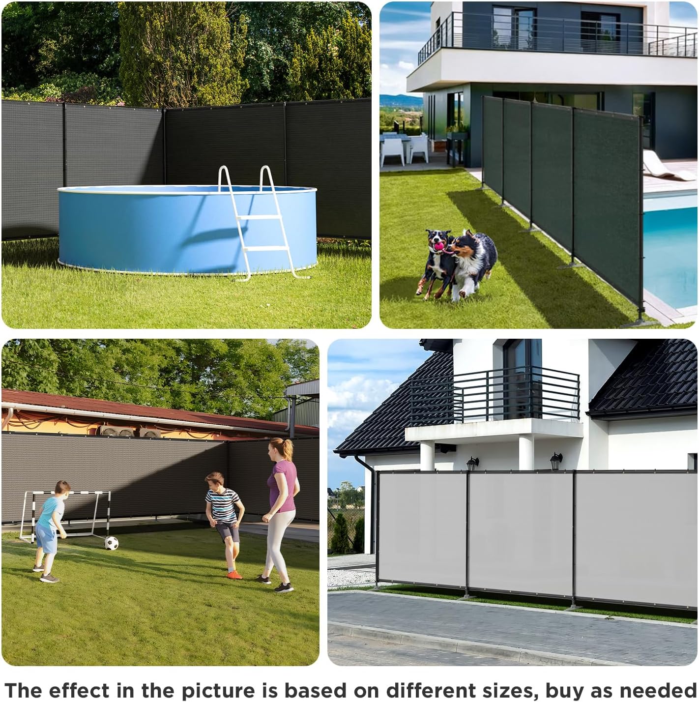 6' x 12' Black Outdoor Privacy Screen Freestanding 240 GSM Privacy Fence Panels for Outside, Pool Fences with Poles, Backyard Temporary Fencing, Privacy Wall Ground Pole Fence