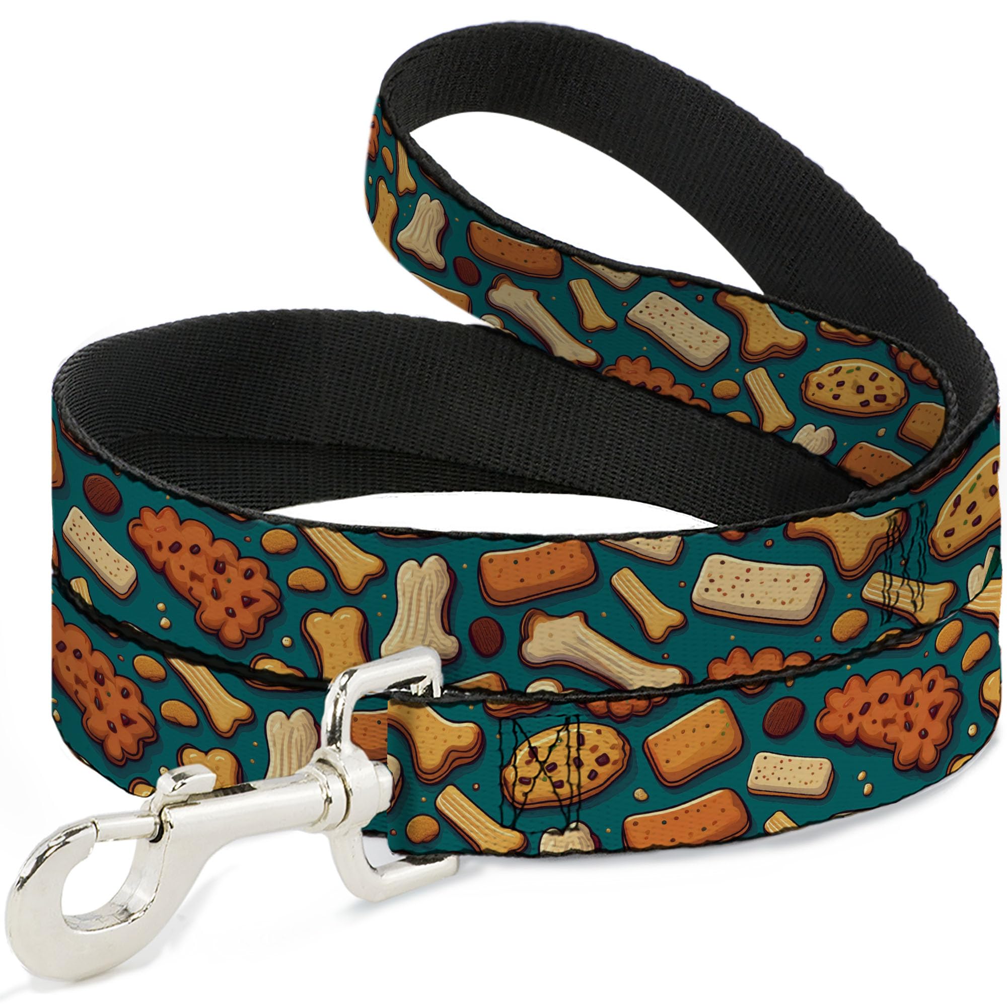 Laisse pour chien Buckle-Down avec motifs os et biscuits marron bleu 2,5cm