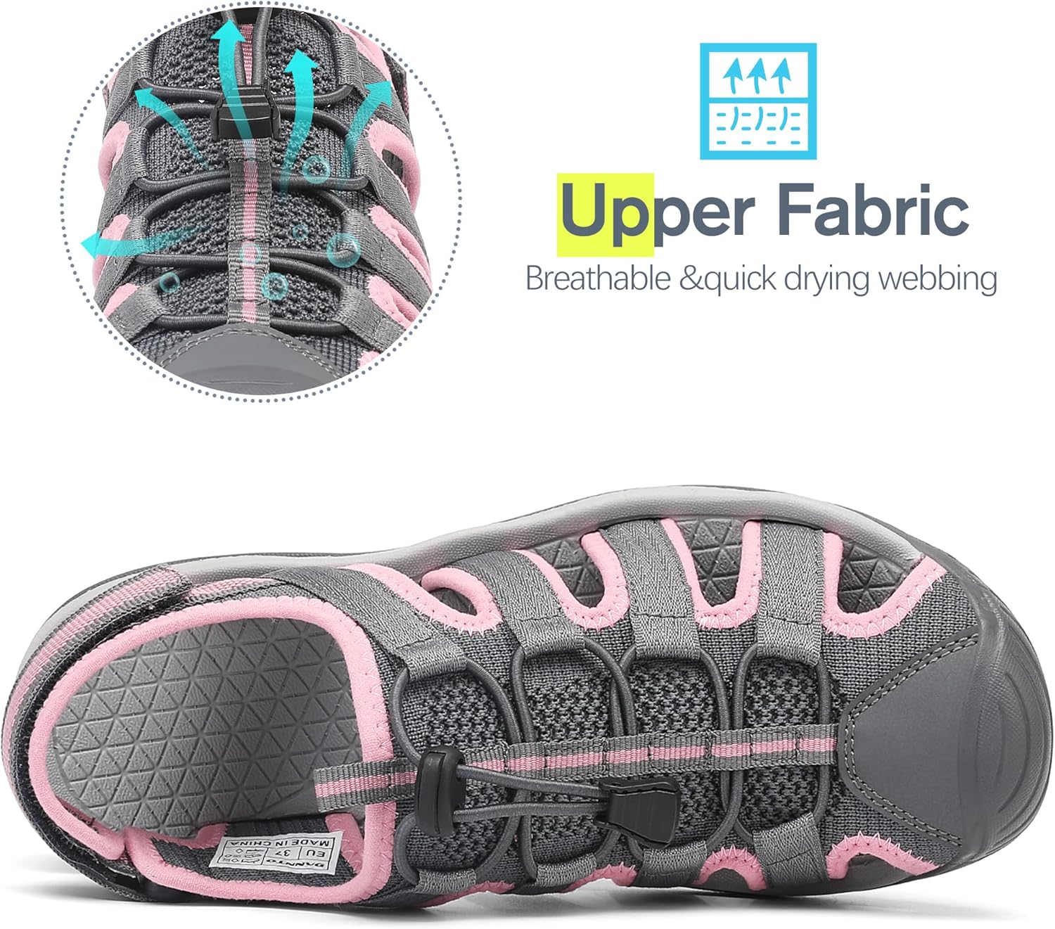 Dannto Women's Sport Sandals Close Toe Mesh Hiking Outdoor Athletic Walking Casual Sandals Water Shoes - Image 3