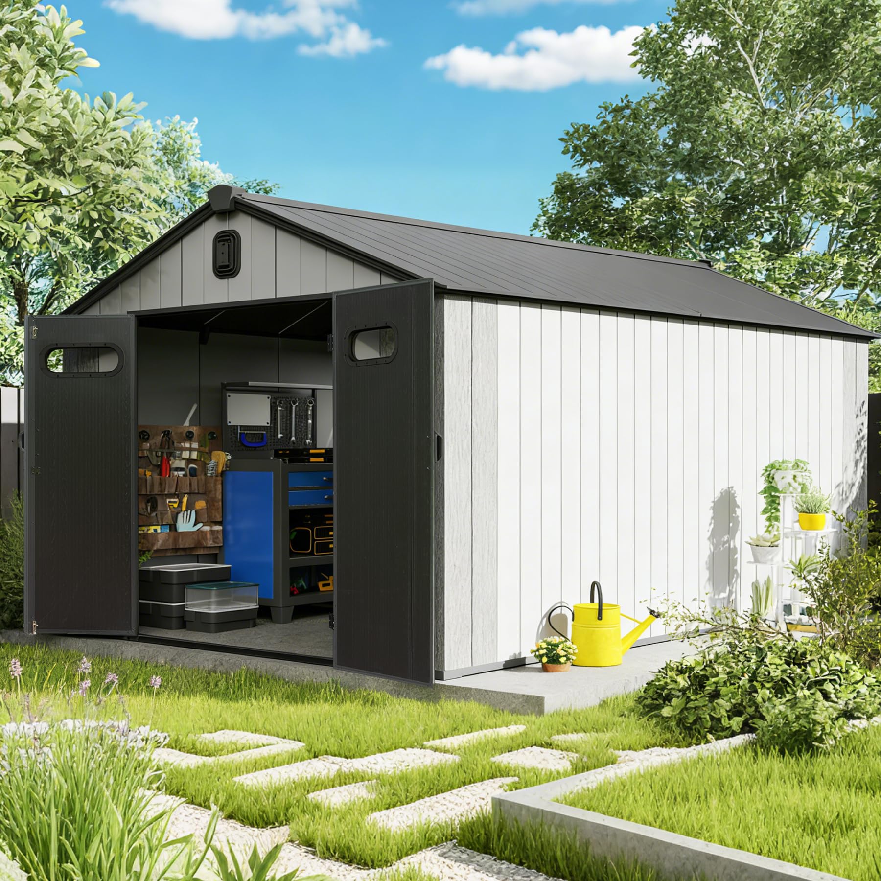 Amazon.com : Domi 8x16 FT Outdoor Resin Storage Shed, All-Weather