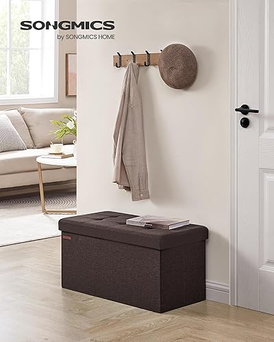 Miniatura 2 de SONGMICS Mazie Collection - Banco otomano plegable de almacenamiento de 30 pulgadas, reposapiés otomano, banco de extremo de cama, baúl de