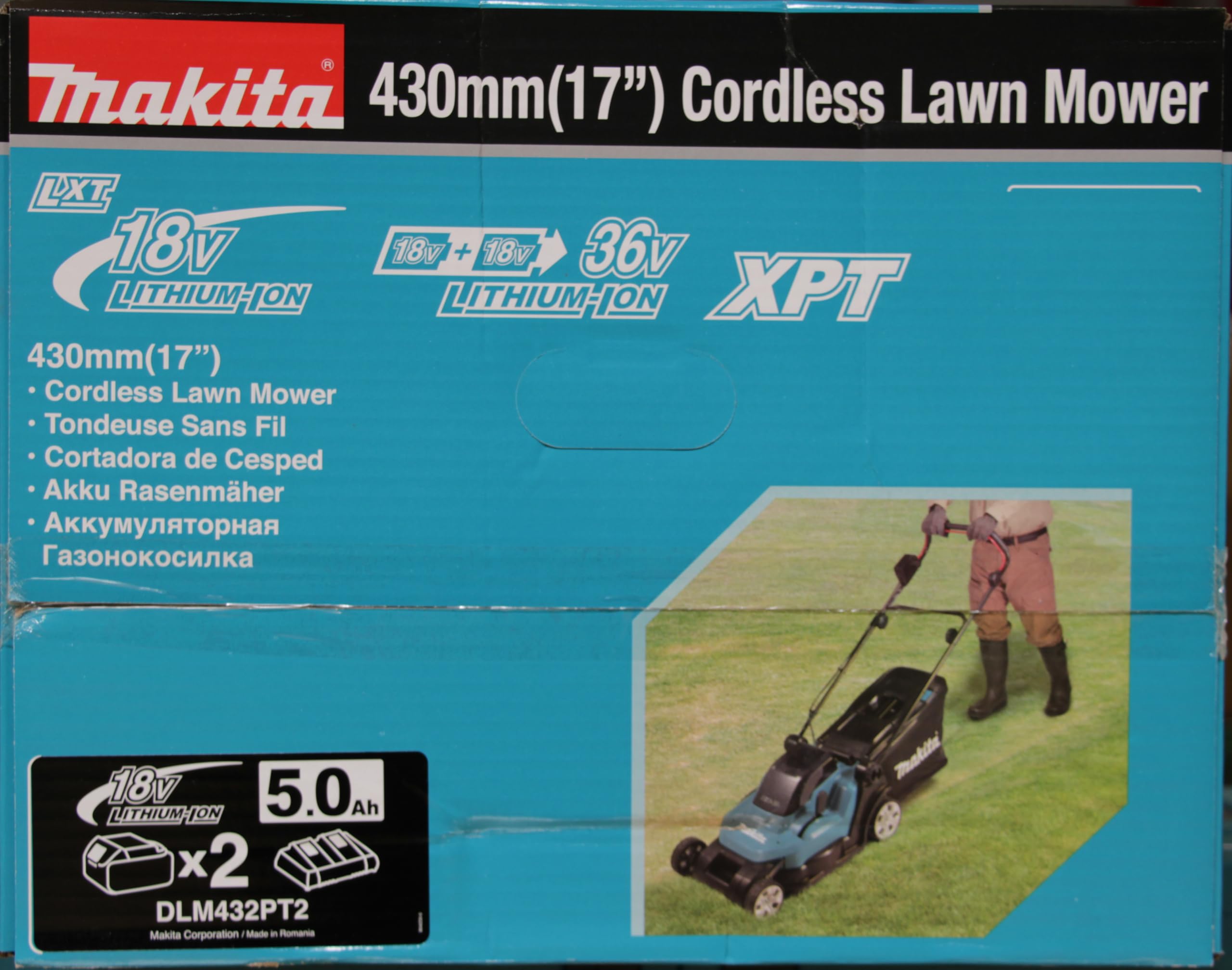 MAKITA DLM432PT2 Tondeuse 36V LXT 43 cm 2x5,0 Ah DC18RD