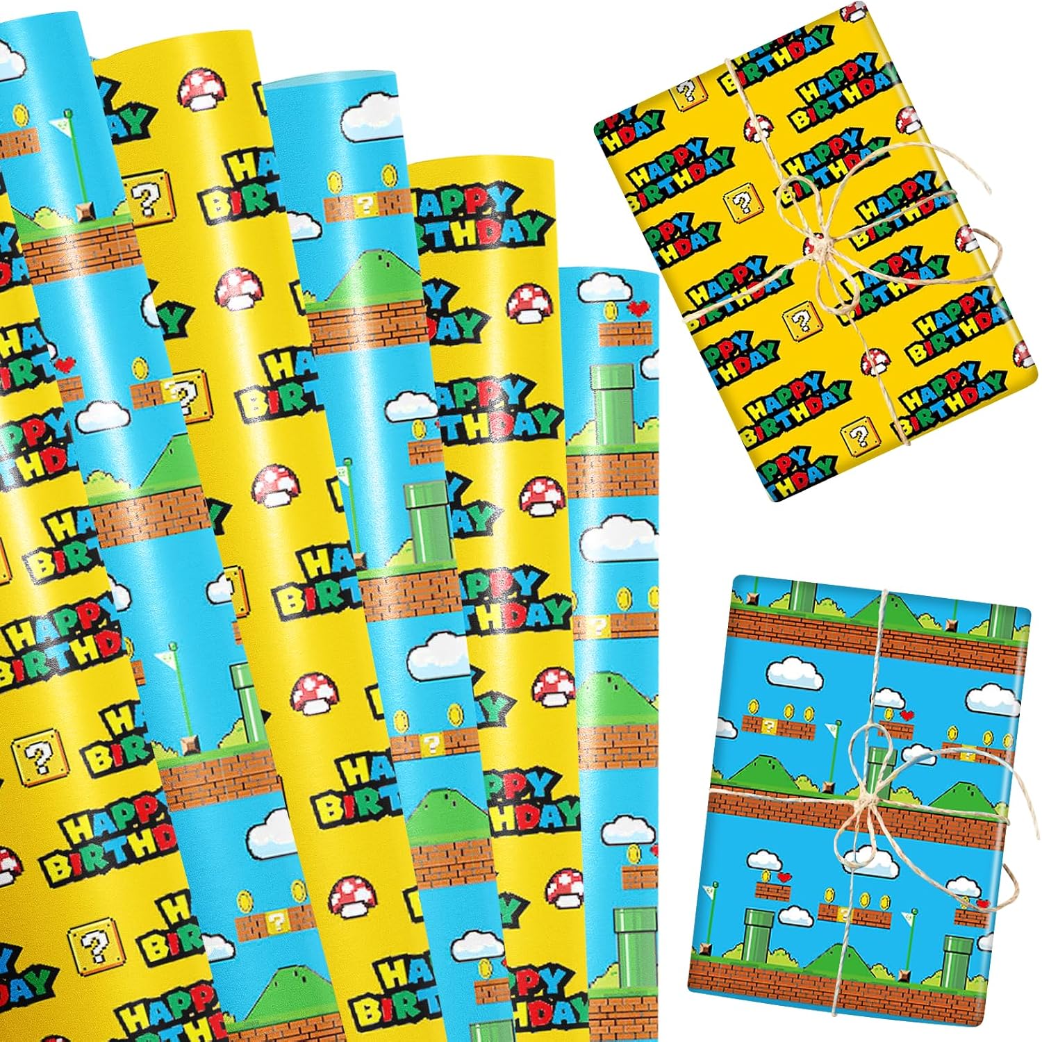WPDISCZ Cartoon Birthday Wrapping Paper 10 Sheets Gift Wrap Paper for Birthday Party Gift Packaging 27.5 x 19.6 Inch