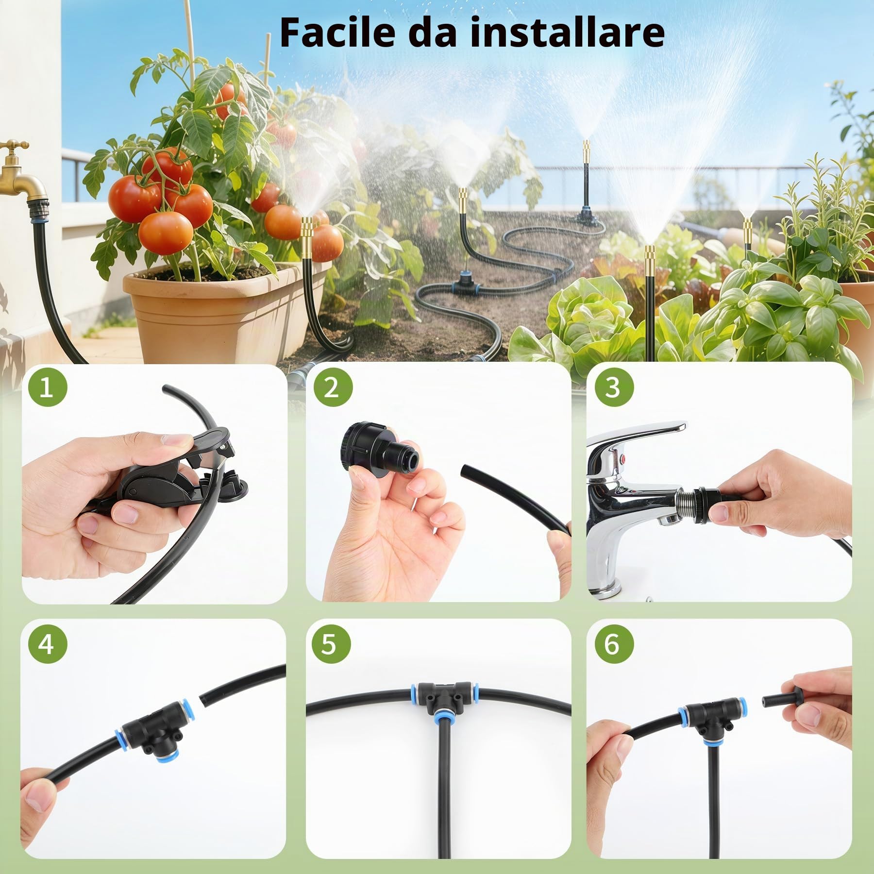 Forever Speed 360° Kit Irrigazione Giardino Automatica, Irrigazione a Goccia con Ugelli Regolabili Sistema Irrigazione Automatica per Giardini, Prati, Piante in Vaso, Serre (20m)