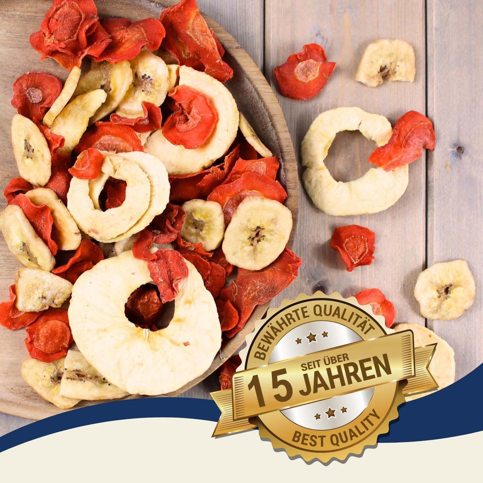 Lyra Pet® 5 kg Obst-Gemüse-Mix getrocknet - Bananen, Äpfel & Karotten | Reich an Vitaminen & Ballaststoffen - Einzelfutter für Vögel, Nager, Pferde & Reptilien - Natürliches Futter als Ergänzung