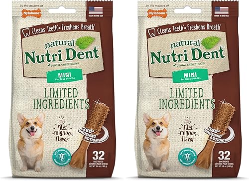 Miniatura 13 de Nylabone Nutri Dent Dog Dental Chews - Limpieza natural de dientes y ambientador de aliento - Golosinas dentales para perros - Sabor Filet Mignon