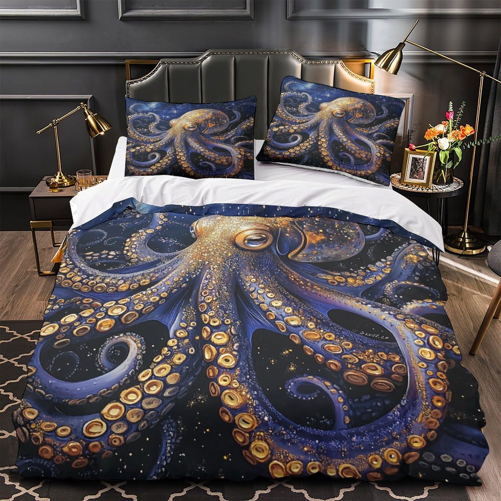 Pieuvre dans l'espace parure de lit en microfibre supérieure, housse de couette haut de gamme