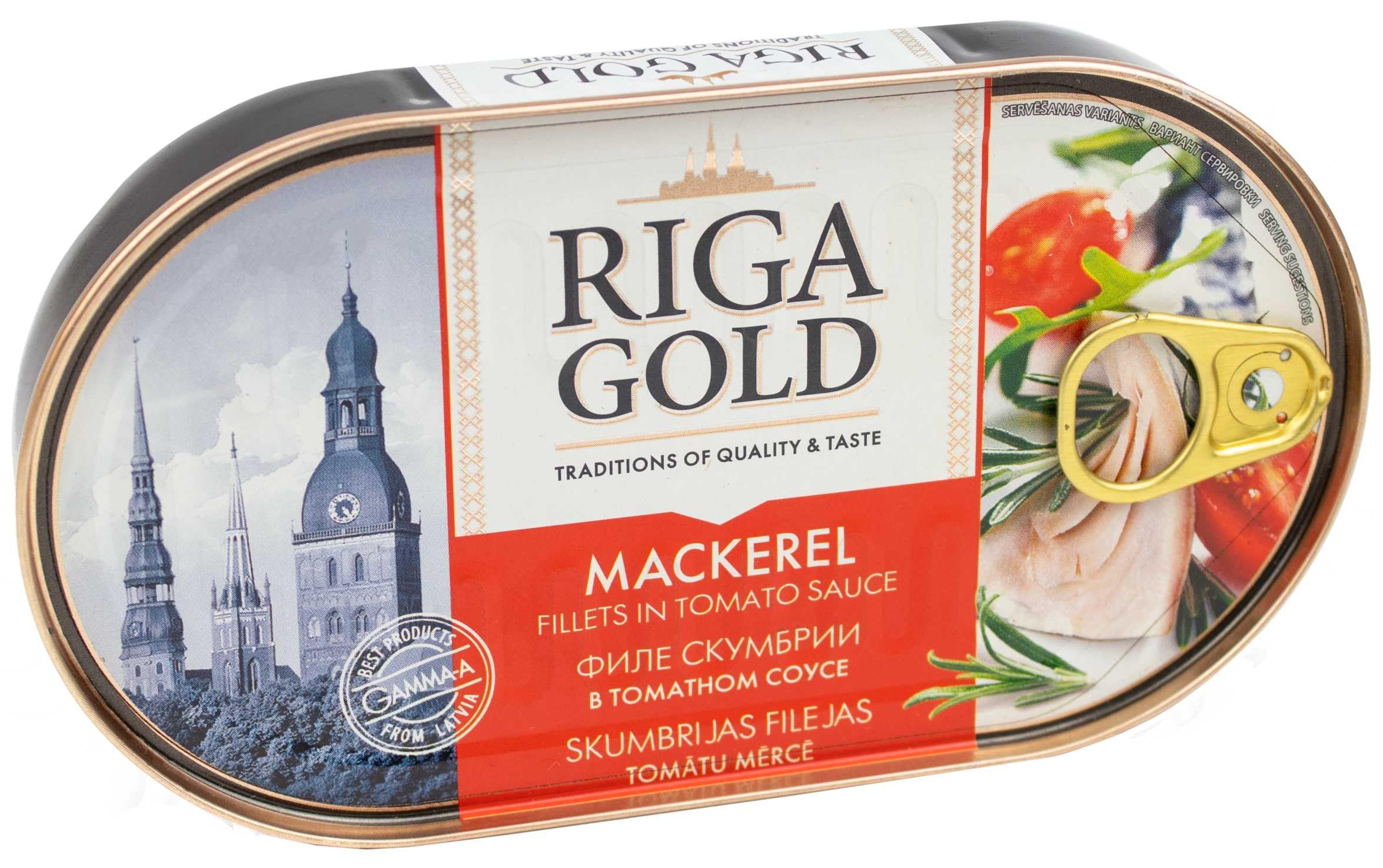 RIGA GOLD MACKEREL FILLET IN TOMATO SAUCE 190GM EO
