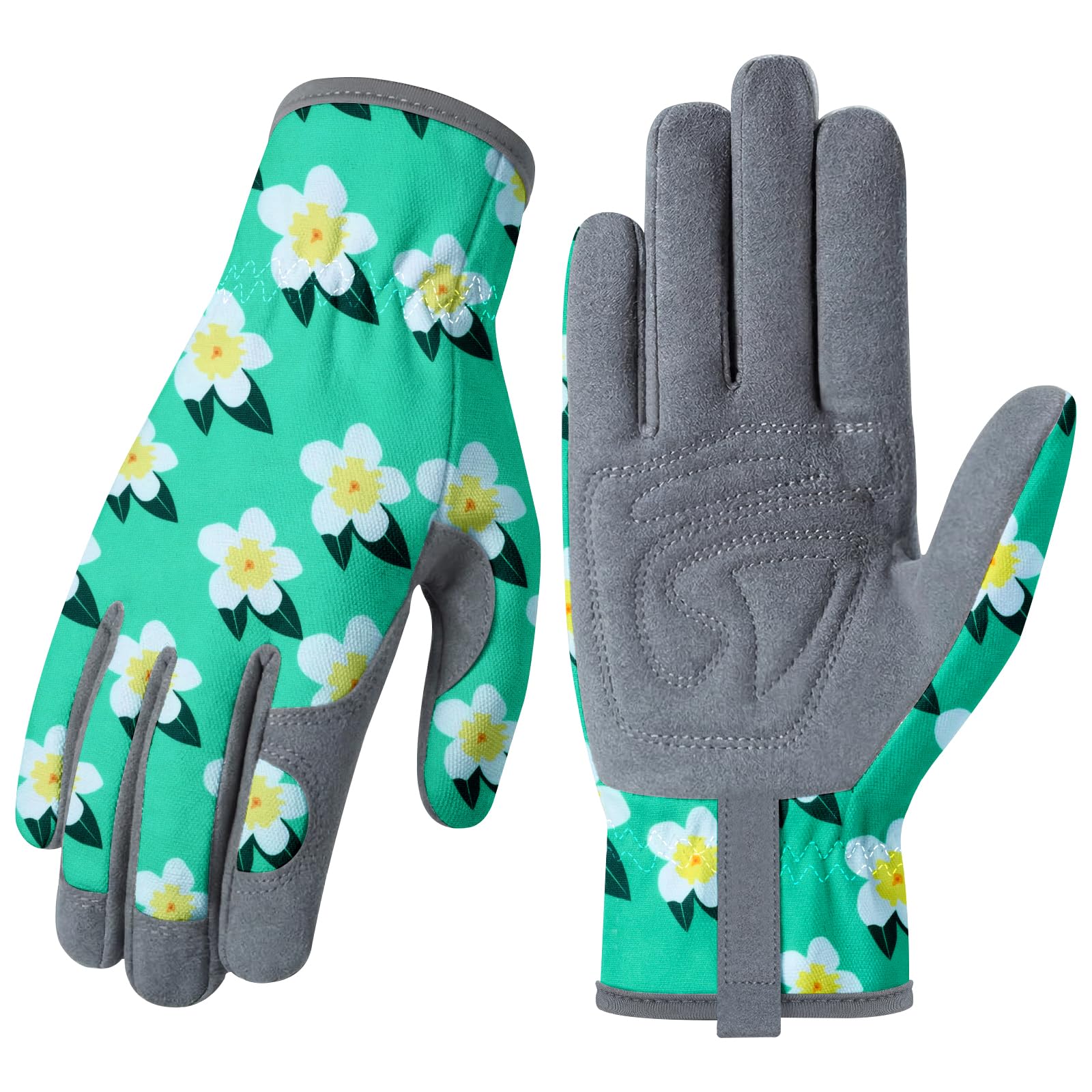 Baidast Guantes de jardinería para mujer, guantes de trabajo de cuero transpirable con gamuza de piel de ciervo, guantes a prueba de espinas para Yark/Garden