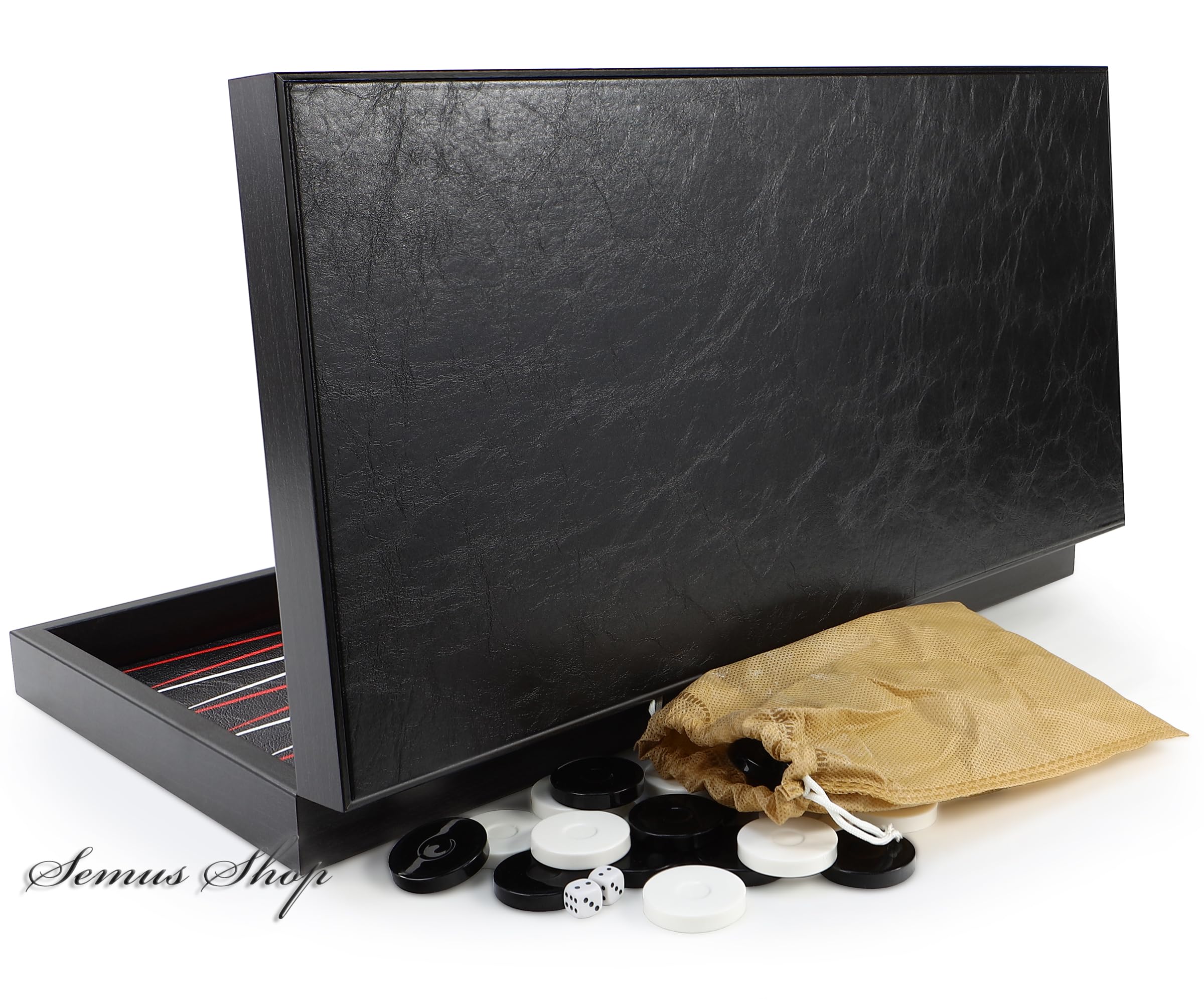 Luxus Board Game Backgammon Tavla XXL Klassik Leder Black