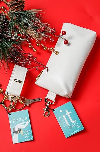 Miniatura 8 de KEYPER Juego de 4 pulseras Llavero pulsera y 3 bolsos de mujer de piel sintética para mujer, bolso de mano clásico