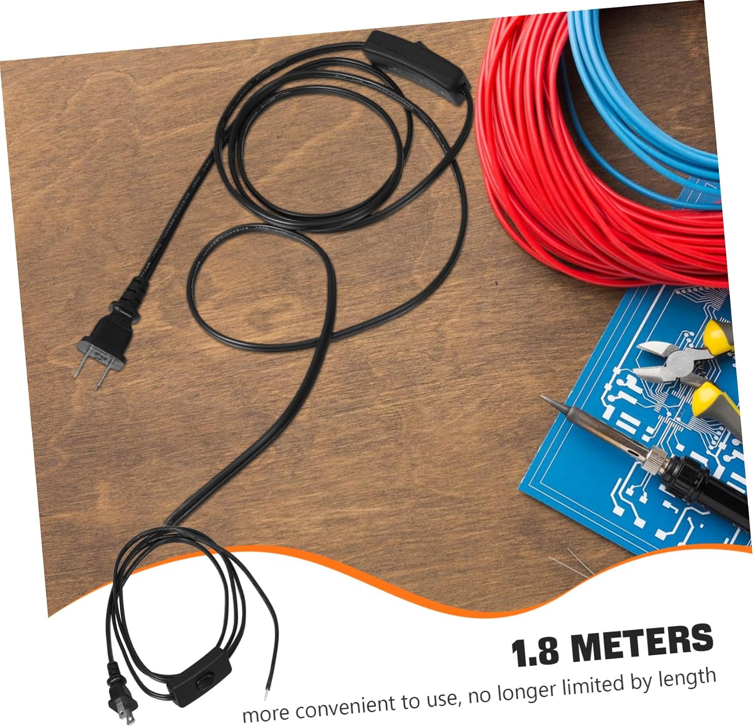 US Power Cord with 303 Switch, 1.8m Black PVC