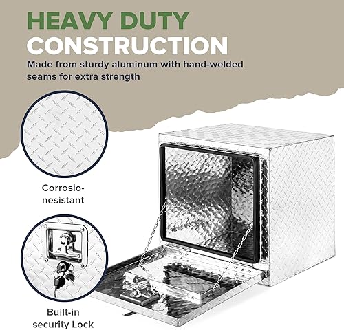 Miniatura 4 de ARKSEN - Caja de herramientas de aluminio con placa de diamante de 18 pulgadas, para camioneta, cuatrimoto, remolque, con cerradura y llave, color