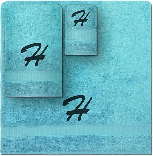 Vista 166 de Juego de toallas con monograma, regalo personalizado, juego de 3 toallas turcas bordadas con letras de bloques, 1 toalla de baño y 1 toalla de mano
