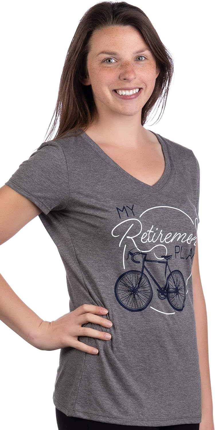 My Retirement Plan (Bicycle) | Funny Cycling Bike Joke V-Neck Cyclist T-Shirt for Women