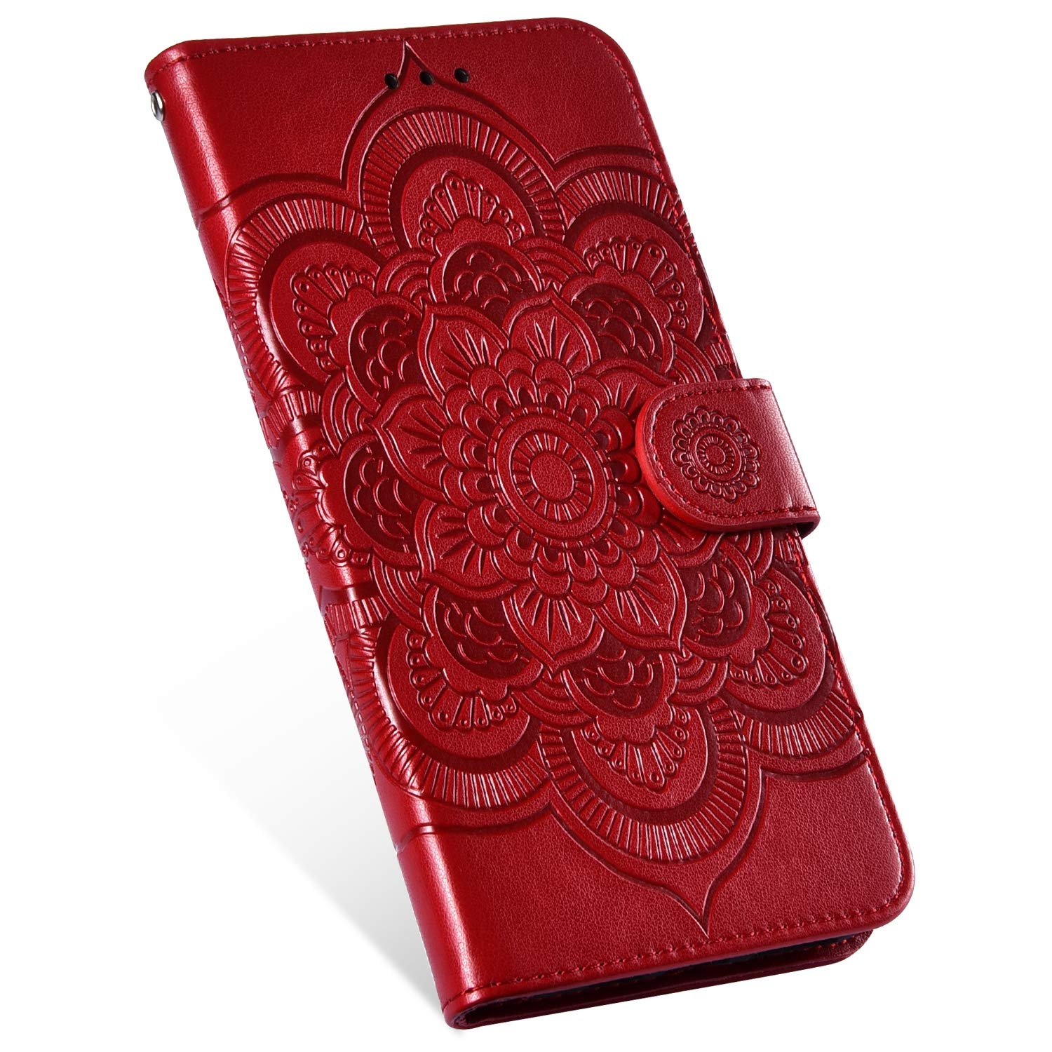 Zanaé, custodia a portafoglio per Galaxy A15 con supporto e patta magnetica, rosso