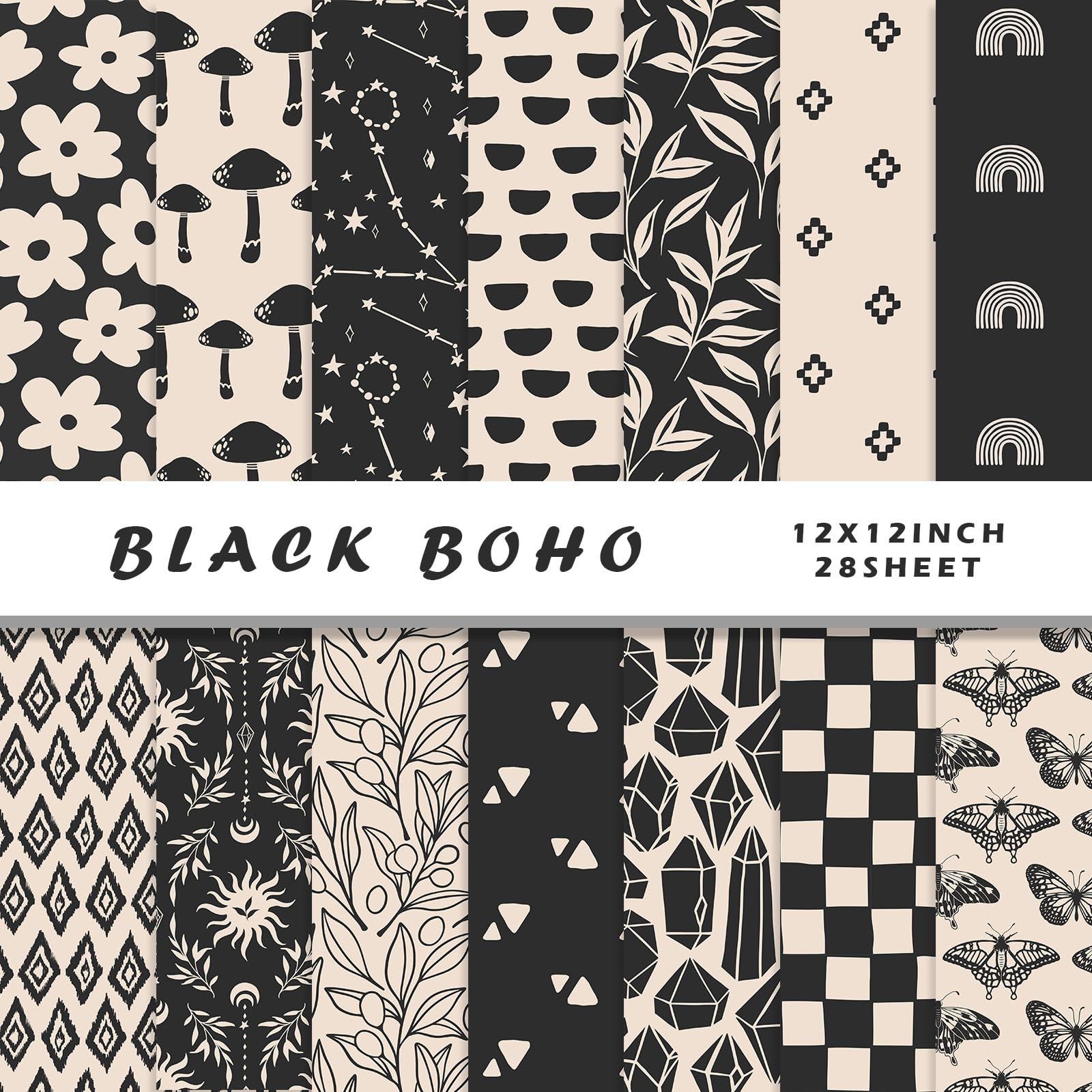 Boho Scrapbook Paper - 28 Sheets, Floral Designs -9 Boho Scrapbook Paper - 28 Sheets, Floral Designs -9