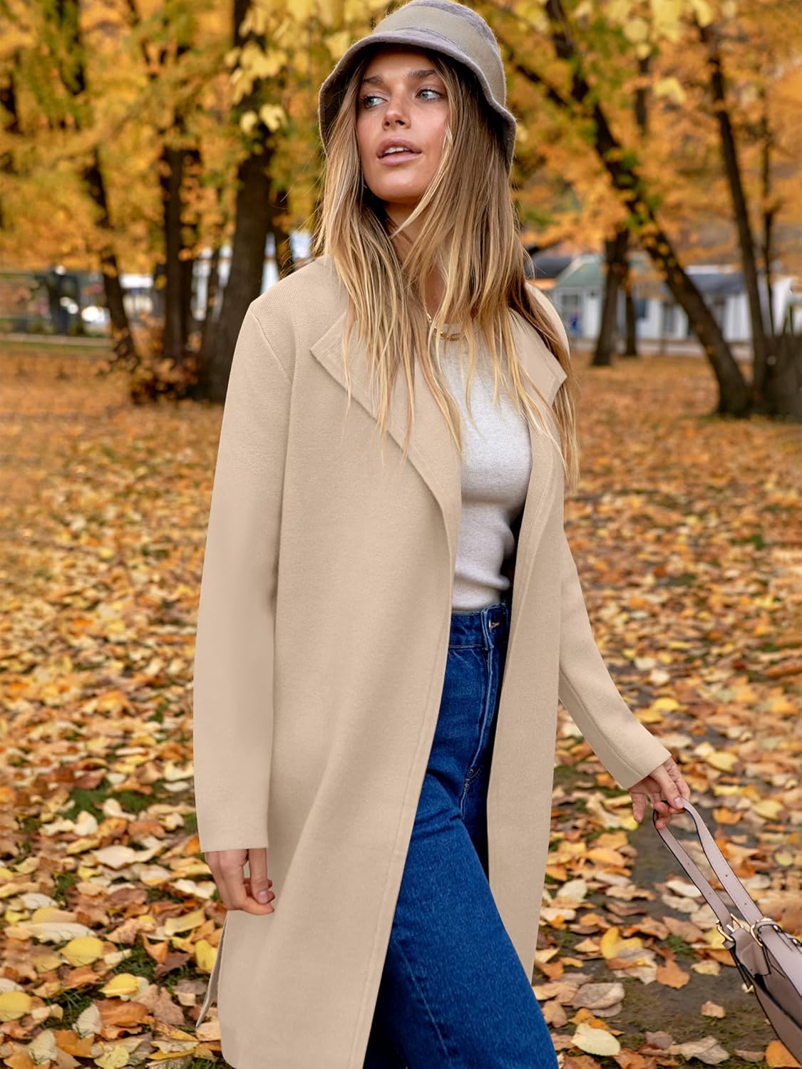 ANRABESS Women's Long Cardigans Sweater 2025 Fall Dressy Casual Lapel Knit Warm Trench Coatigan Oversized Blazer Jacket Coat - Image 6