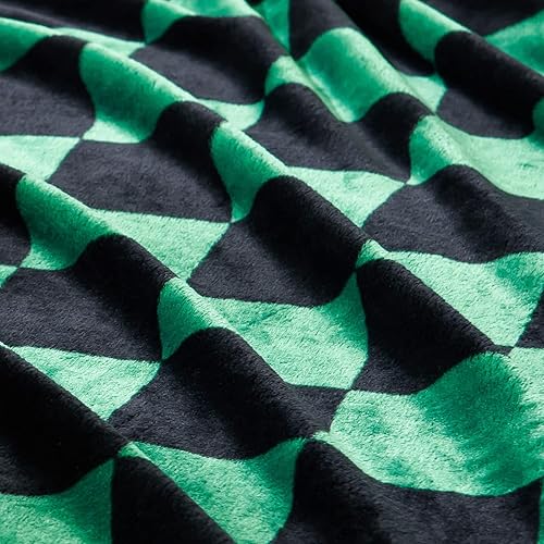 Miniatura 7 de Vessia Manta de tablero de ajedrez negro y verde (50 x 70 pulgadas), manta de franela de tablero de ajedrez verde para sofá, cama, sofá, 300 GSM,