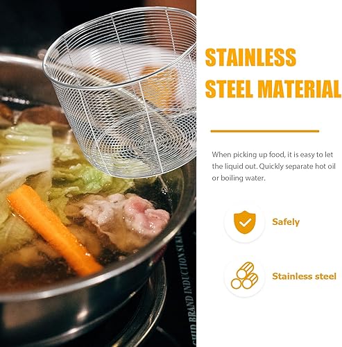 Miniatura 4 de PRETYZOOM Colador de olla caliente Colador asiático Cesta de patatas Freidora Cesta Colador de alimentos Esenciales para el hogar Fideos asiáticos