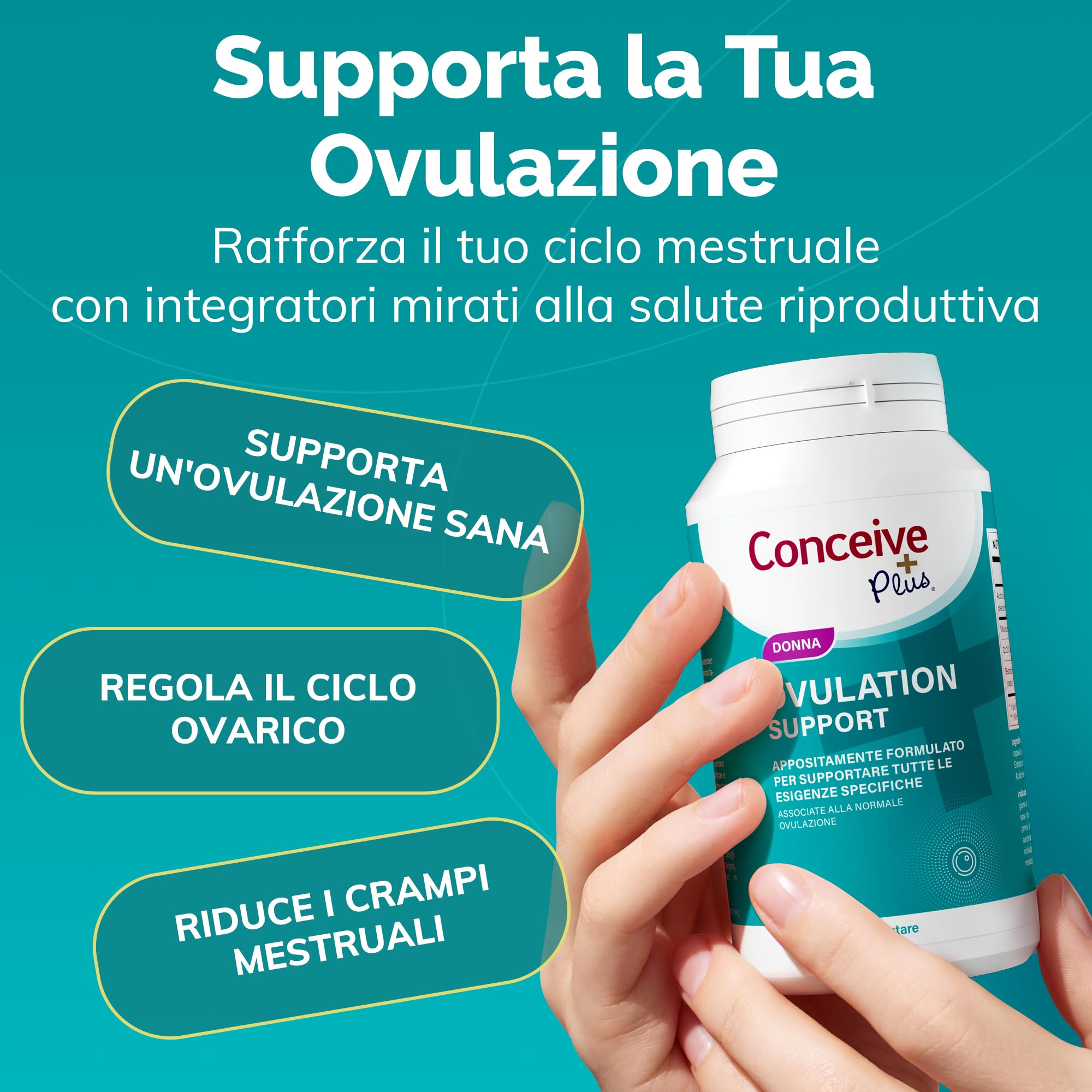 Conceive Plus Ovulation Support, Supporto per policistico e Ovulazione, Myo-Inositolo e D-Chiro-Inositolo, 120 capsule