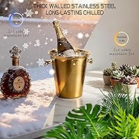 Vista 2 de Cubo de hielo con soporte de acero inoxidable para Navidad, cubo de hielo, cubo de vino en rejilla, cubo de hielo dorado champán para vino, cerveza