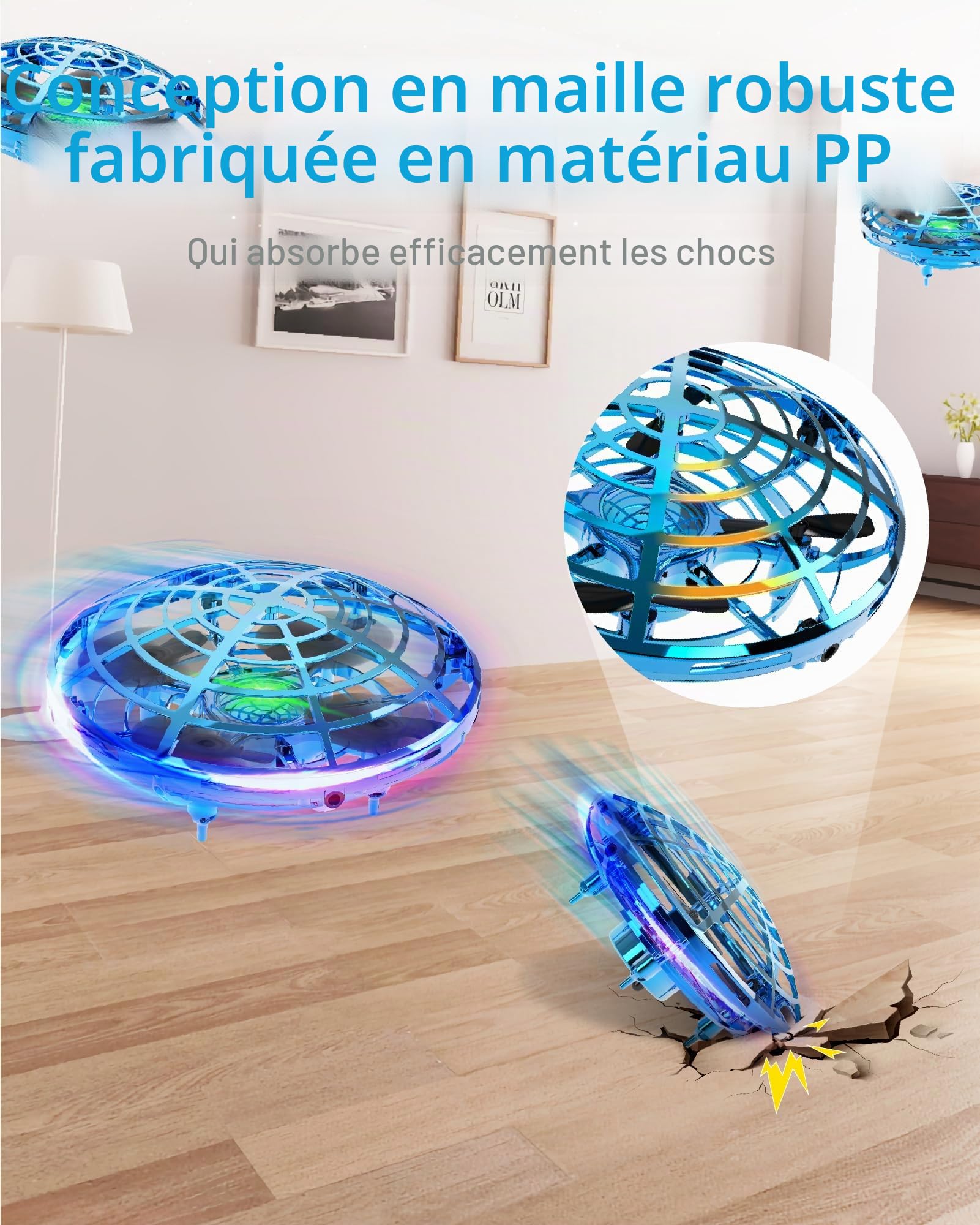 Kiztoys Mini drone pour enfants, balle volante OVNI, jouet volant à induction infrarouge piloté manuellement, cadeau pour garçons et filles de 6 à 7, 8, 9, 10+ ans
