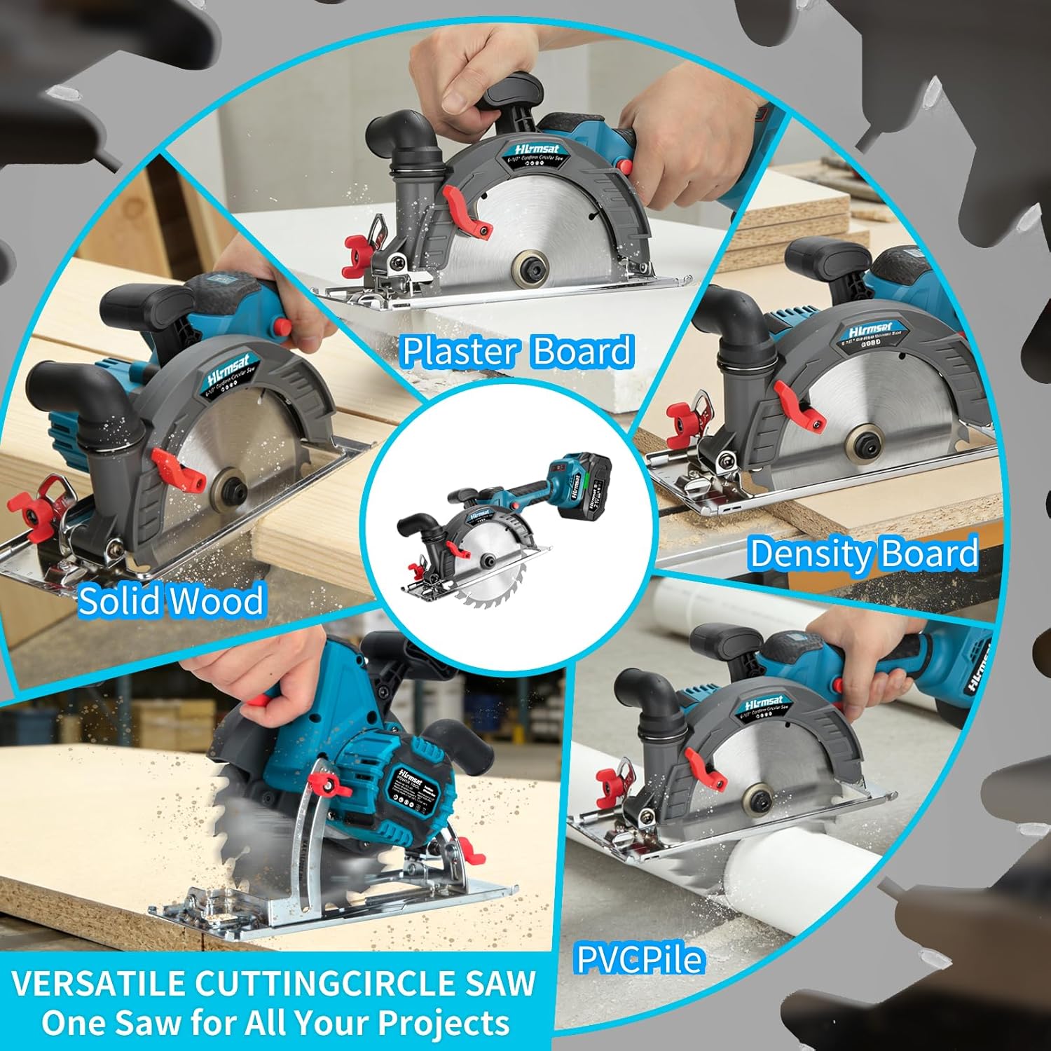 6-1/2" Cordless Circular Saw,21V Brushless Hand Circle Saw with 2 x 6.0Ah Battery & 3 Blade,5500 RPM Sierra Circular electrica 0-45° Cutting Bevel,Max Cutting Depth 2-1/4"(90°),1-7/16" (45°)