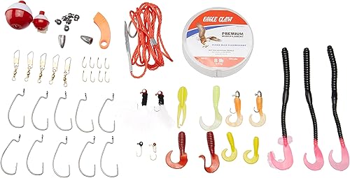 Miniatura 3 de EAGLE CLAW GO FISH Kit de caja de aparejos de gran valor, 5 piezas, contiene un surtido de ganchos, plataformas, fregaderos y otros aparejos para