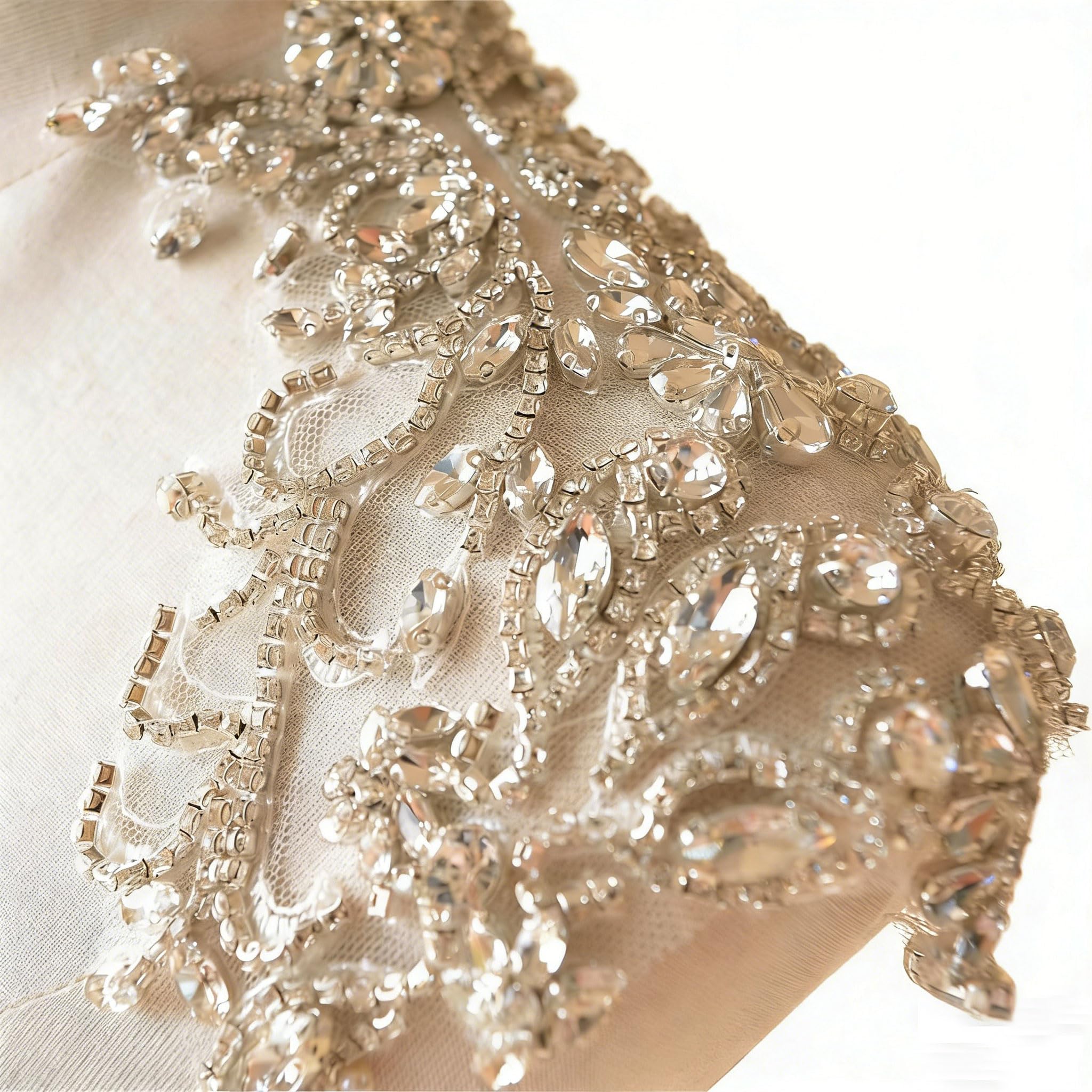 Mirror Pair Rhinestone Shoulder Applique Bridal Dress Shoulder Embellishment Crystal Patch : Arts, Crafts & Sewing