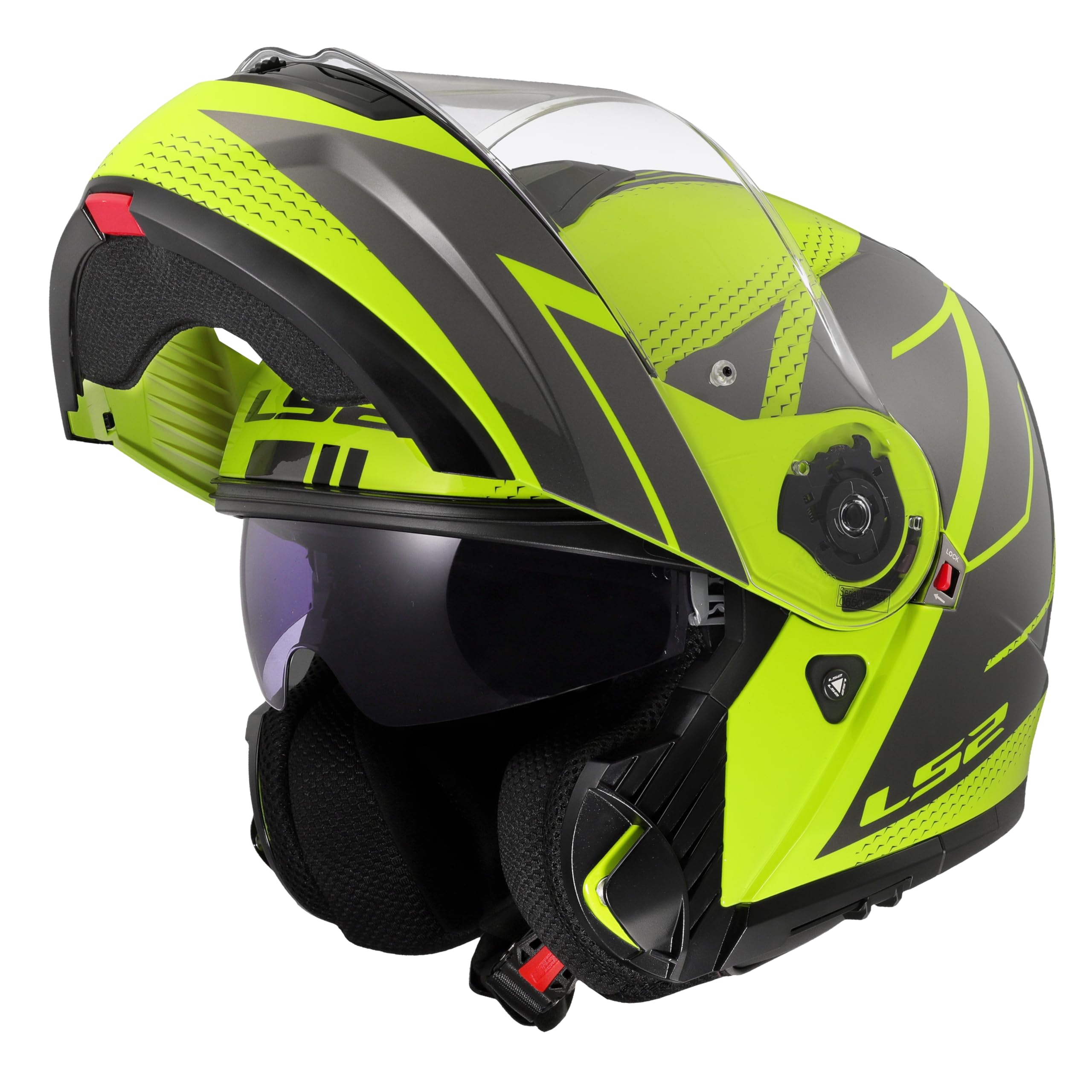 LS2, Casco Moto Modulare STROBE II CODE Gloss H-V Yellow Grey, M