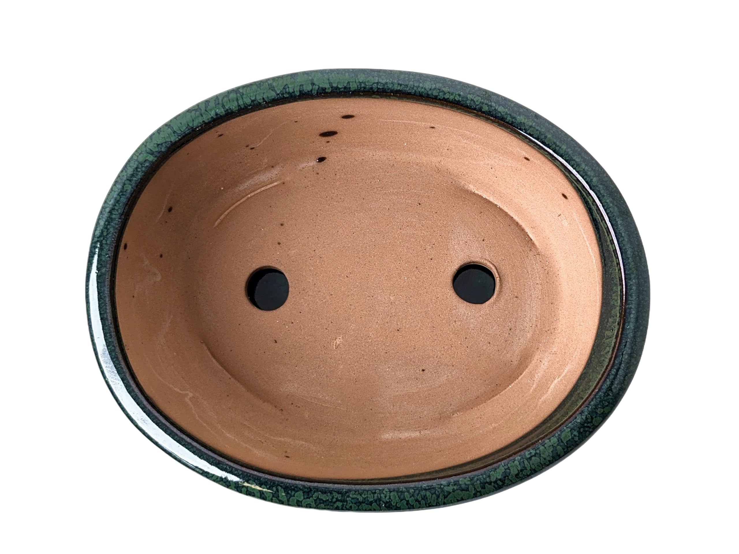 Glazed Ceramic Bonsai Pots without trays (Bottle Green, 16cm) - Image 3
