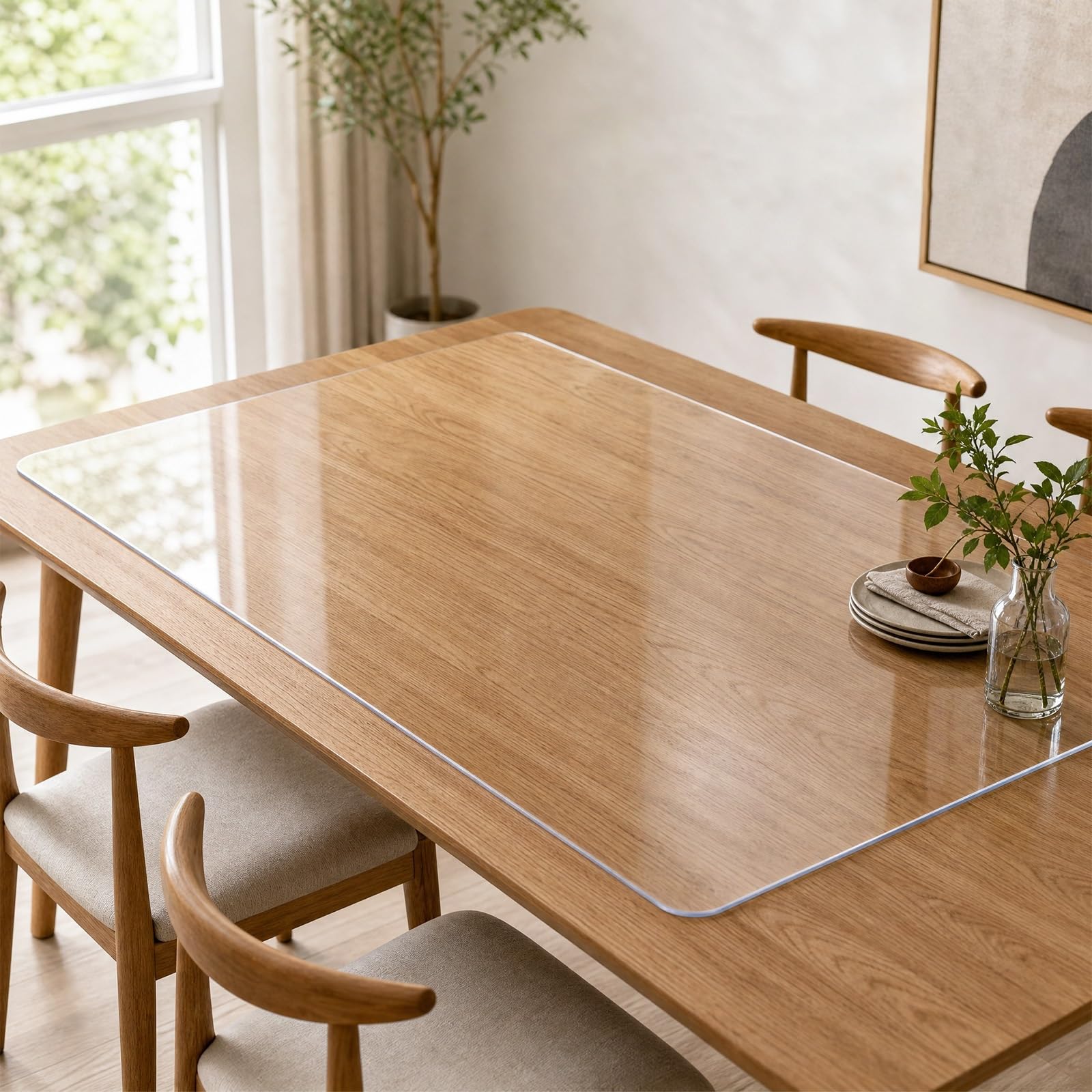 Tischfolie transparent PVC Hitzebeständig Abwaschbar Fleckenfest | Schreibtischmatte mit runden Kanten, fettdicht, schmutzabweisend für Büro Zuhause Kommode Tastatur(Transparent-1mm,60x130CM)