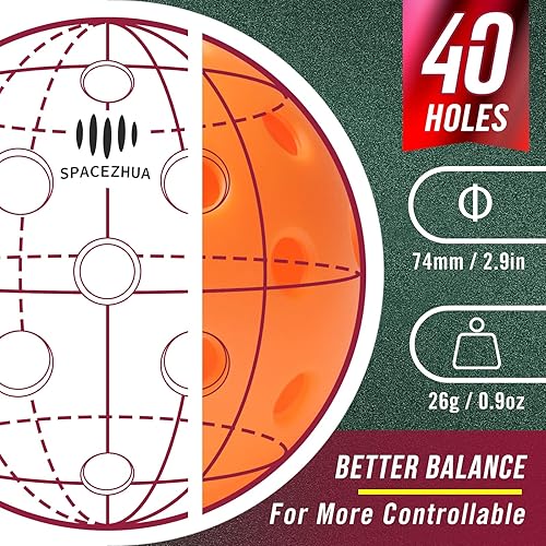 Miniatura 7 de SPACEZHUA Juego de equipos de pickleball aprobados por USAPA, bolas de pickleball profesionales de 2640 agujeros, 6, 10, 15 unidades, palas de