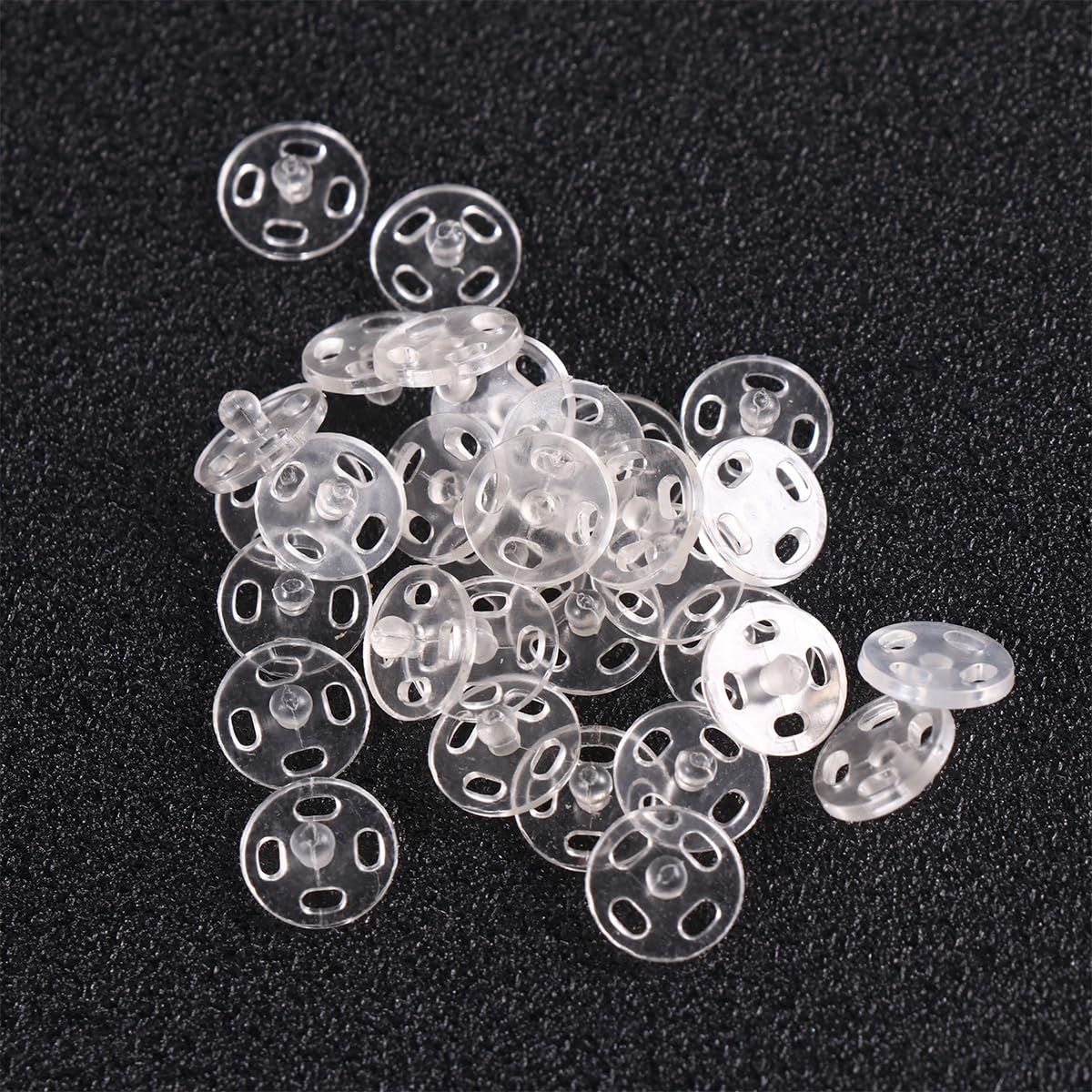 TIESOME 36 Sets Plastic Sew-on Snap Buttons - 3 Sizes (7.5mm, 10mm, 12.5mm) Clear