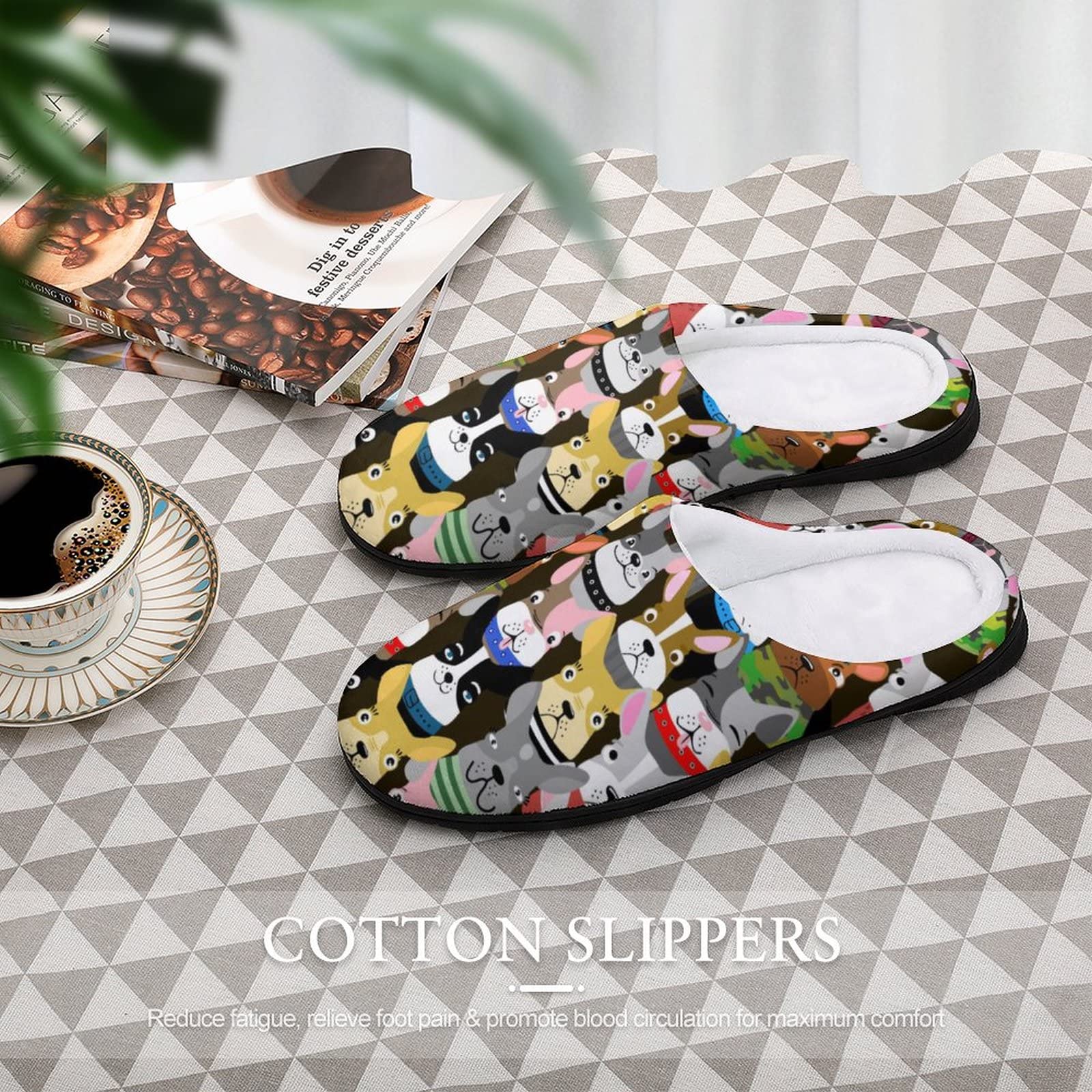 Pantofole BAIKUTOUAN In Cotone Con Ritratto Di Bulldog Francese – Unisex, Suola Antiscivolo, Lavabili In Lavatrice, Per Casa E Ufficio