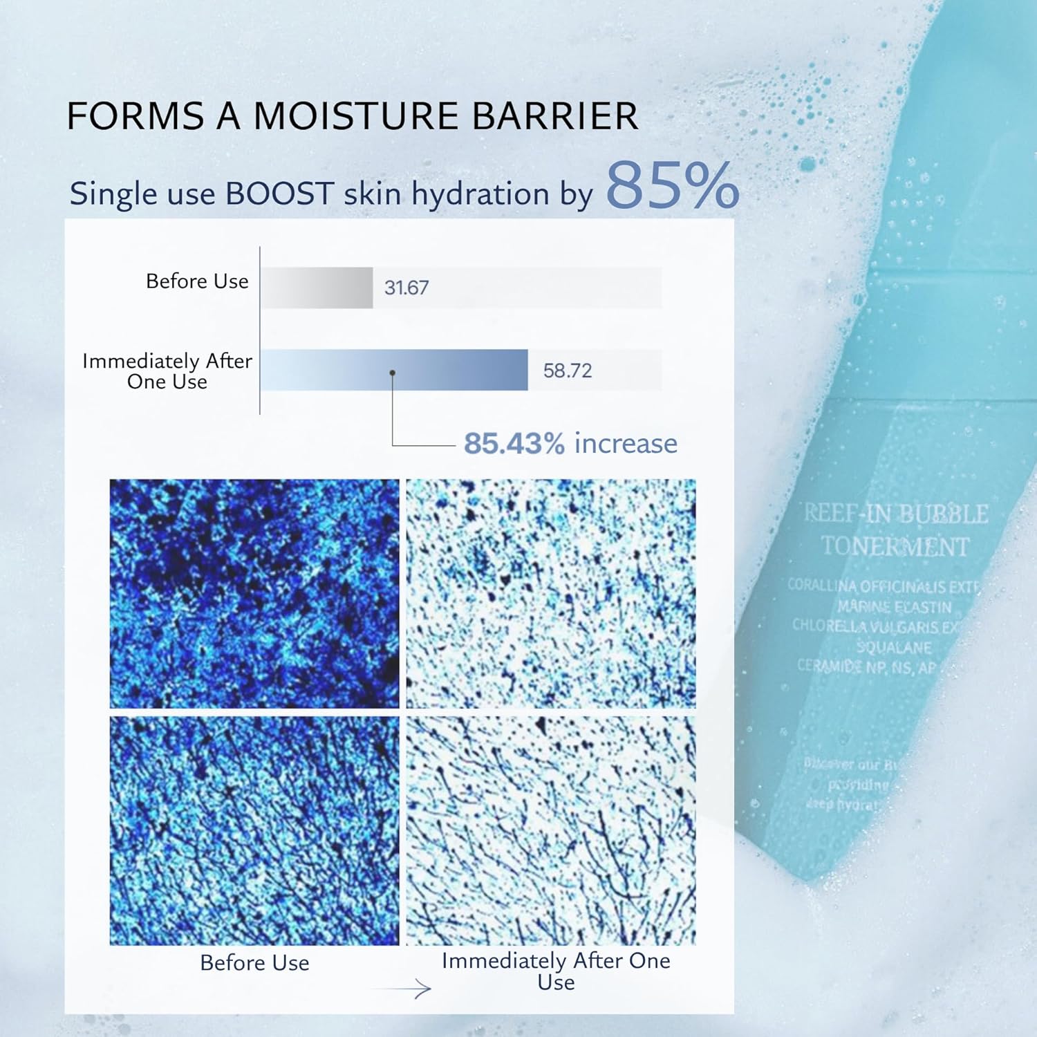 DUEM Reef-in Bubble Tonerment – Low pH (5.8) Ceramide Complex Foaming Toner, 72-Hour Hydration, Skin Elasticity Booster, Korean Skincare, 3.38 fl.oz./100ml - Image 6