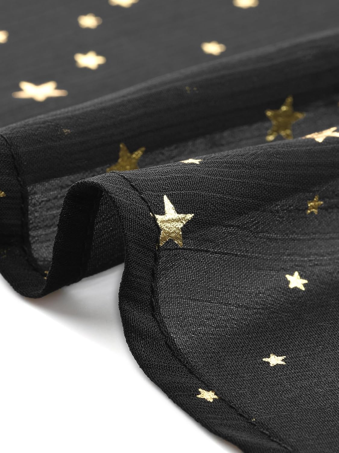 Allegra K Chiffon Midi Dresses for Women 2026 Sheer Long Sleeve Smocked A-Line Lining Metallic Stars Party Dress - Image 5