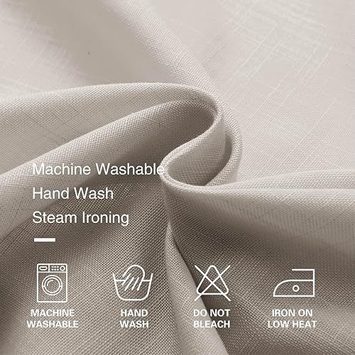 Miniatura 4 de Cortinas de lino natural puro de 63 pulgadas de largo, con bolsillo y trabillas traseras, cortinas texturizadas de algodón, juego de 2 paneles de